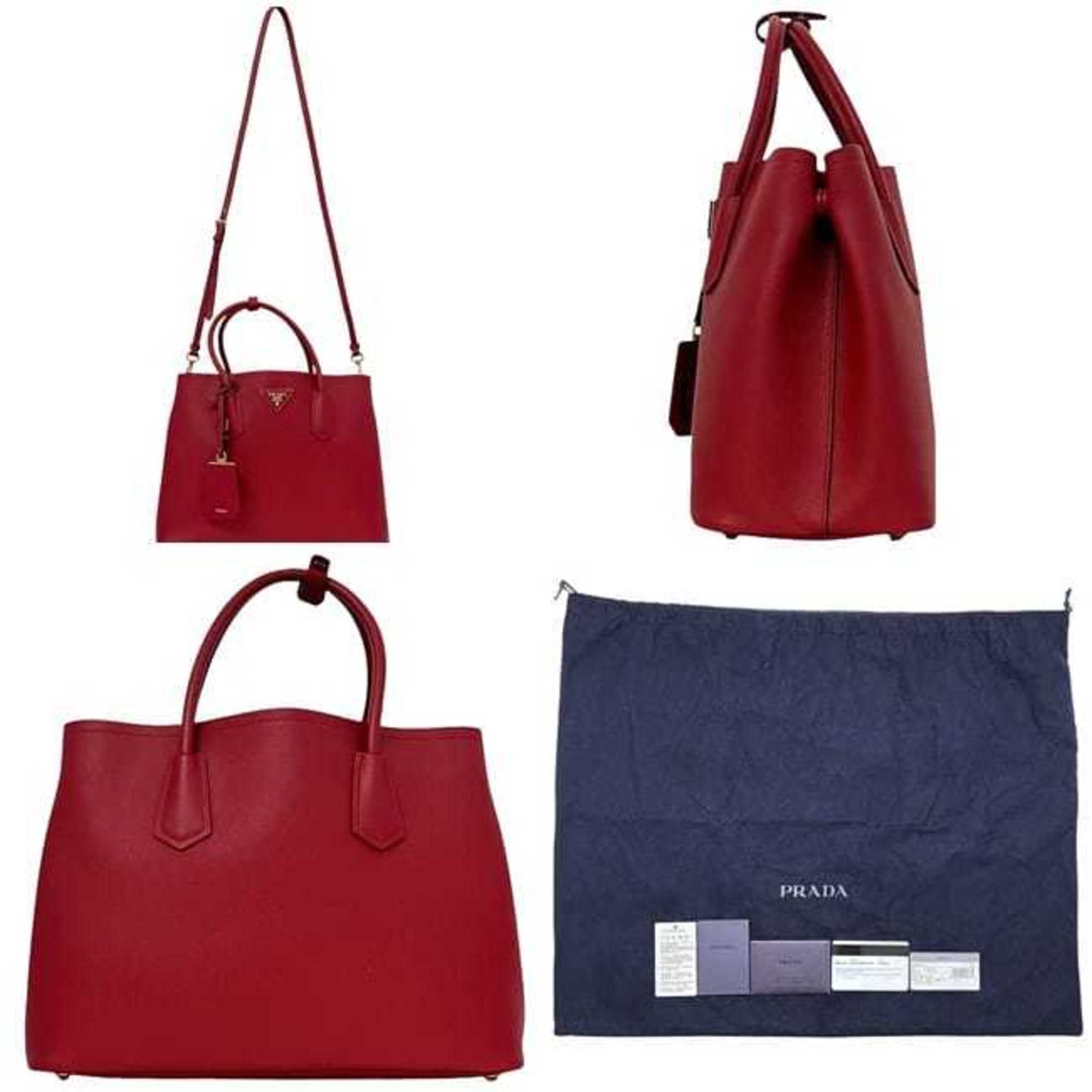 Prada Fuoco Red Color Saffiano Triangle Tote Bag