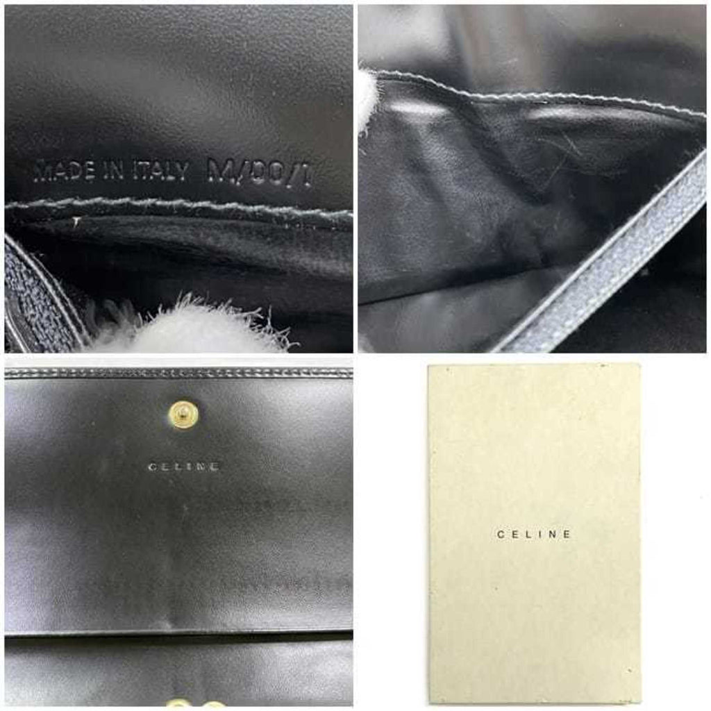 Celine Black Brown Pvc Leather Long Wallet (Bi-Fold)