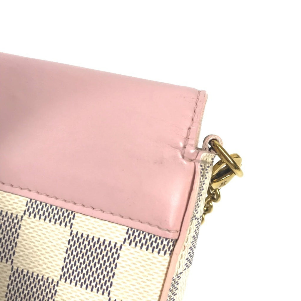 Louis Vuitton Pink White Damier Azur Chain/Shoulder Wallet