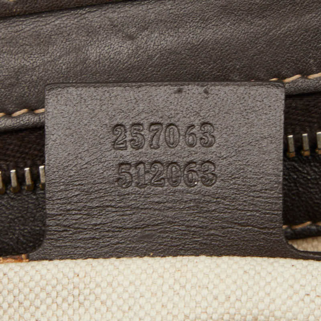 Gucci Beige Leather Canvas Handbag Tote Bag (Pre-Owned)