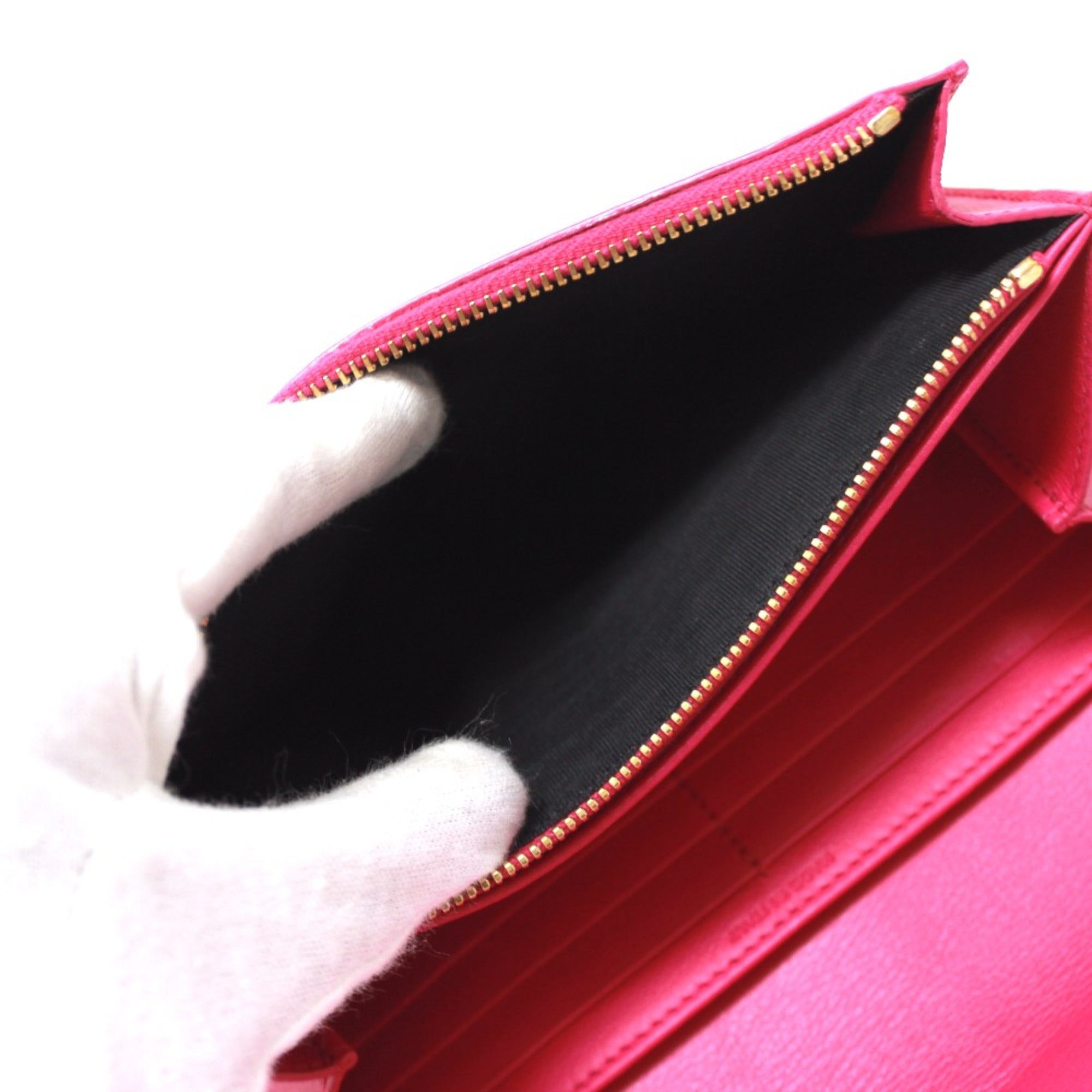 Saint Laurent Pink Leather Long Wallet (Bi-Fold) (Pre-Owned)