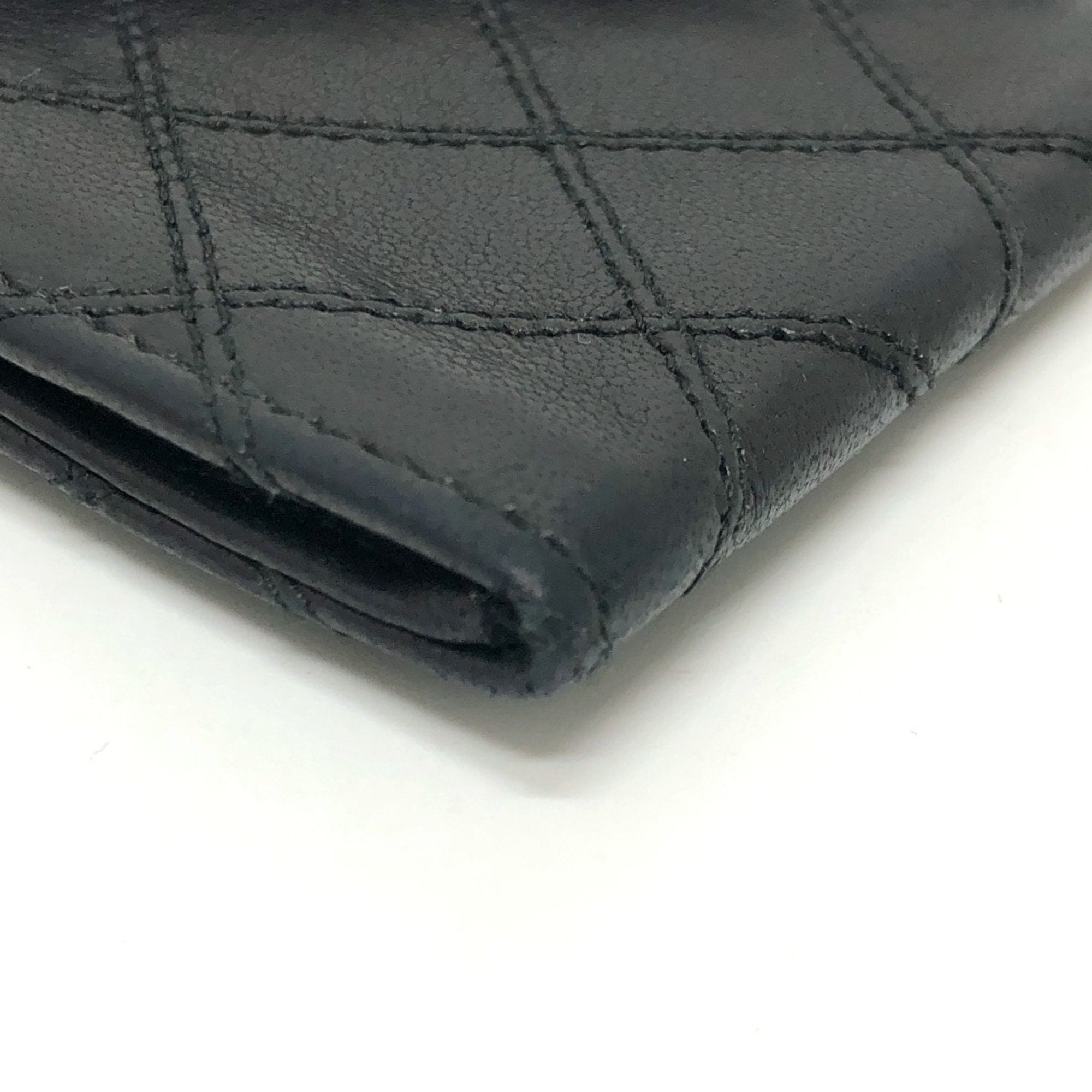 Chanel Black Leather Long Wallet (Bi-Fold)
