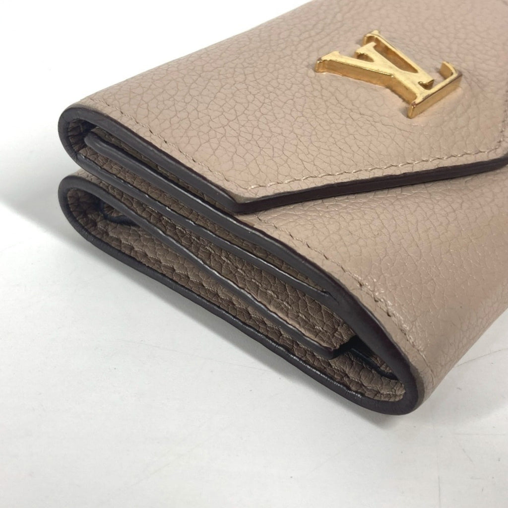 Louis Vuitton Beige Grayish Leather Wallet (Tri-Fold)