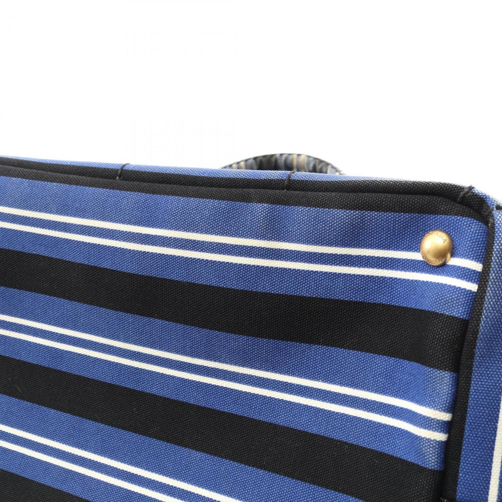 Prada Black Blue White Canvas Tote Bag