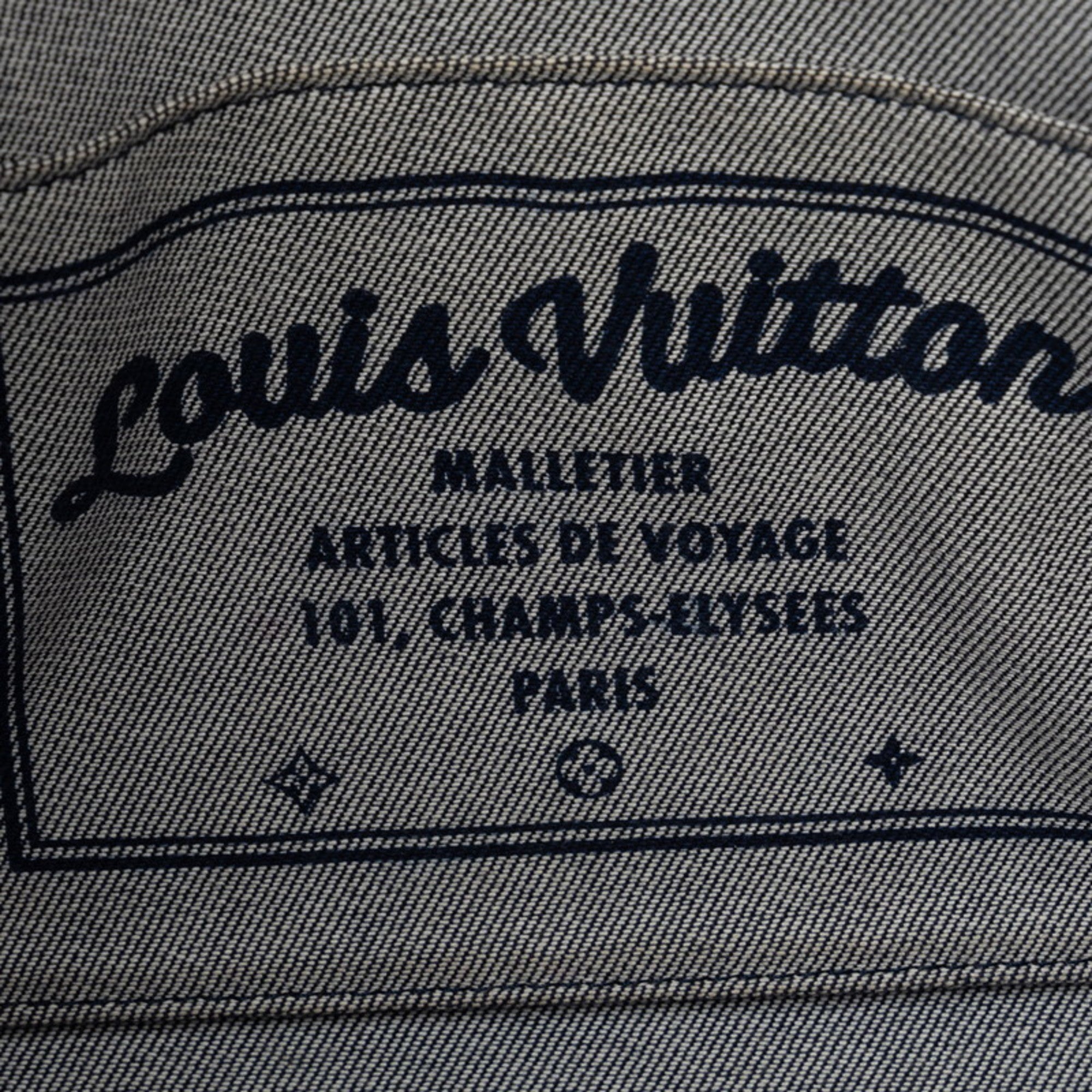 Louis Vuitton Blue Red Color Denim Leather Shoulder Bag Tote Bag