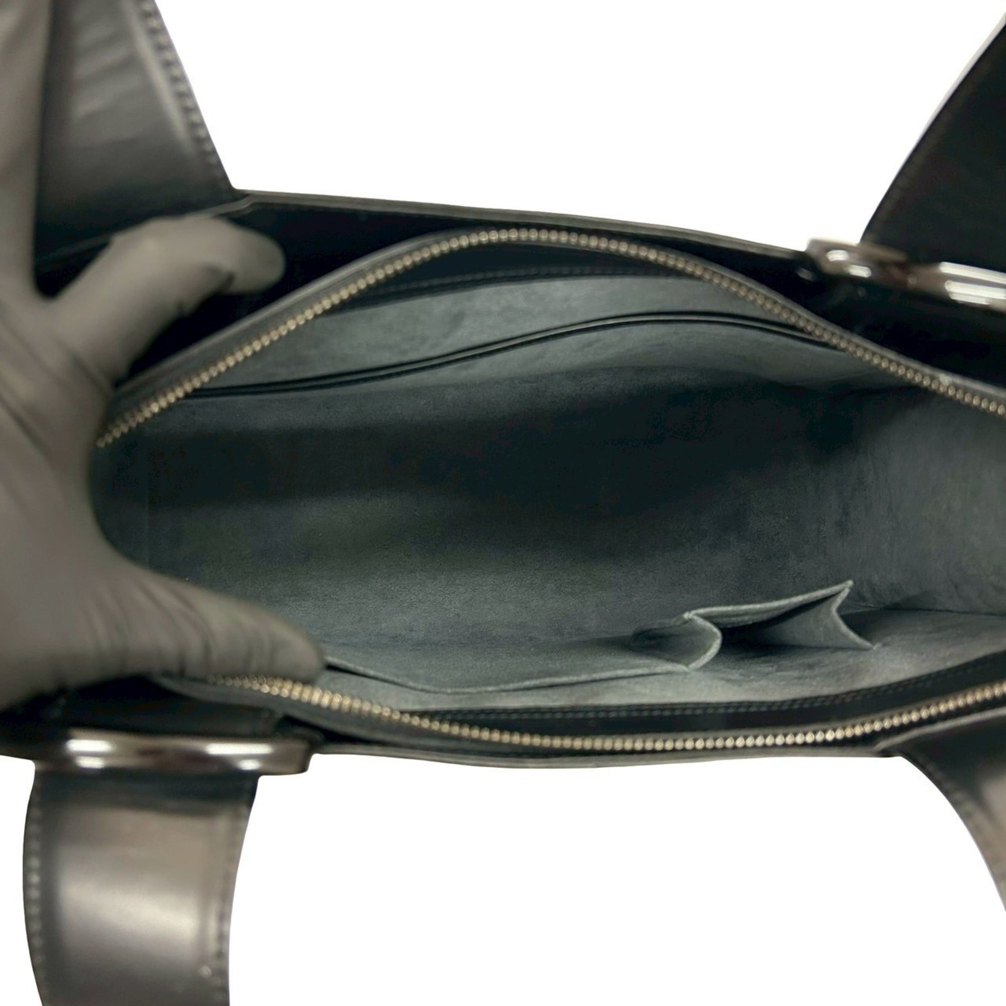 Louis Vuitton Black Leather Handbag Shoulder Bag Tote Bag