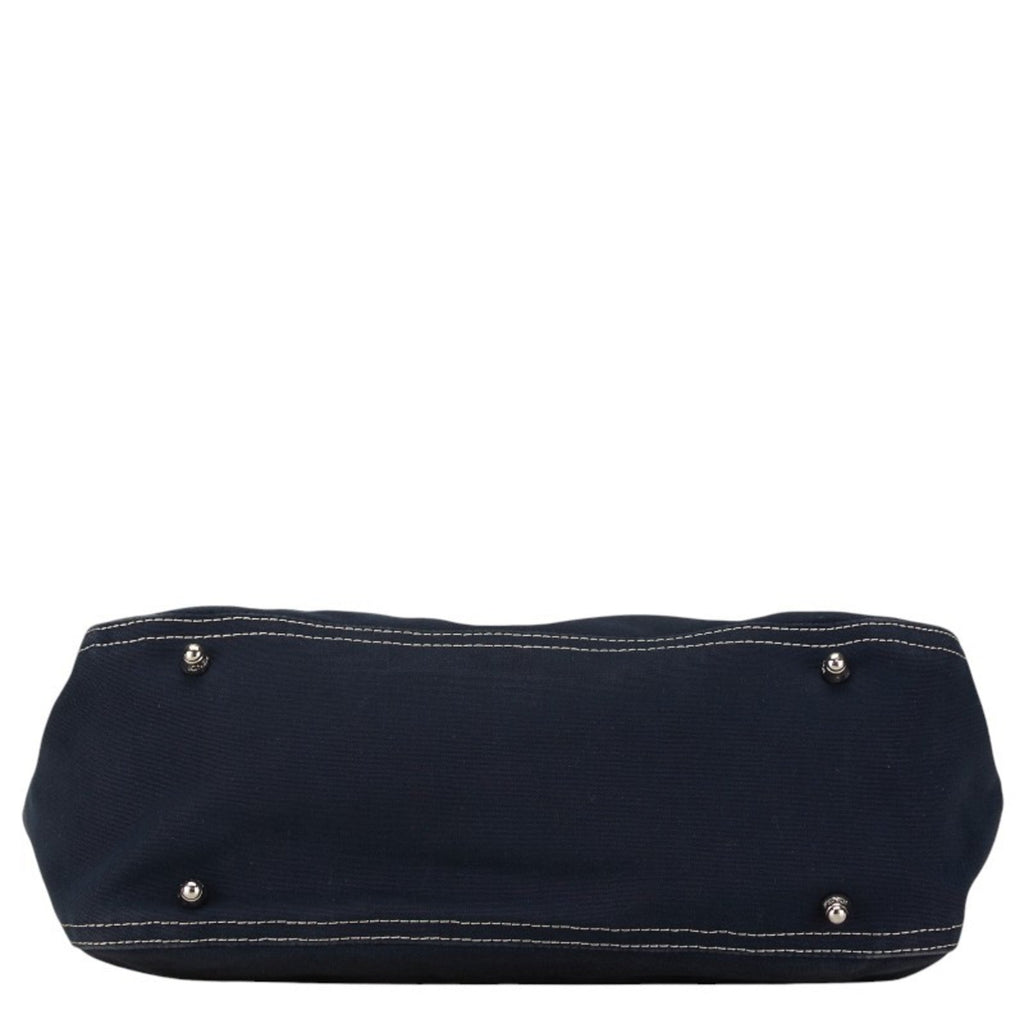 Fendi Navy Canvas Leather Handbag