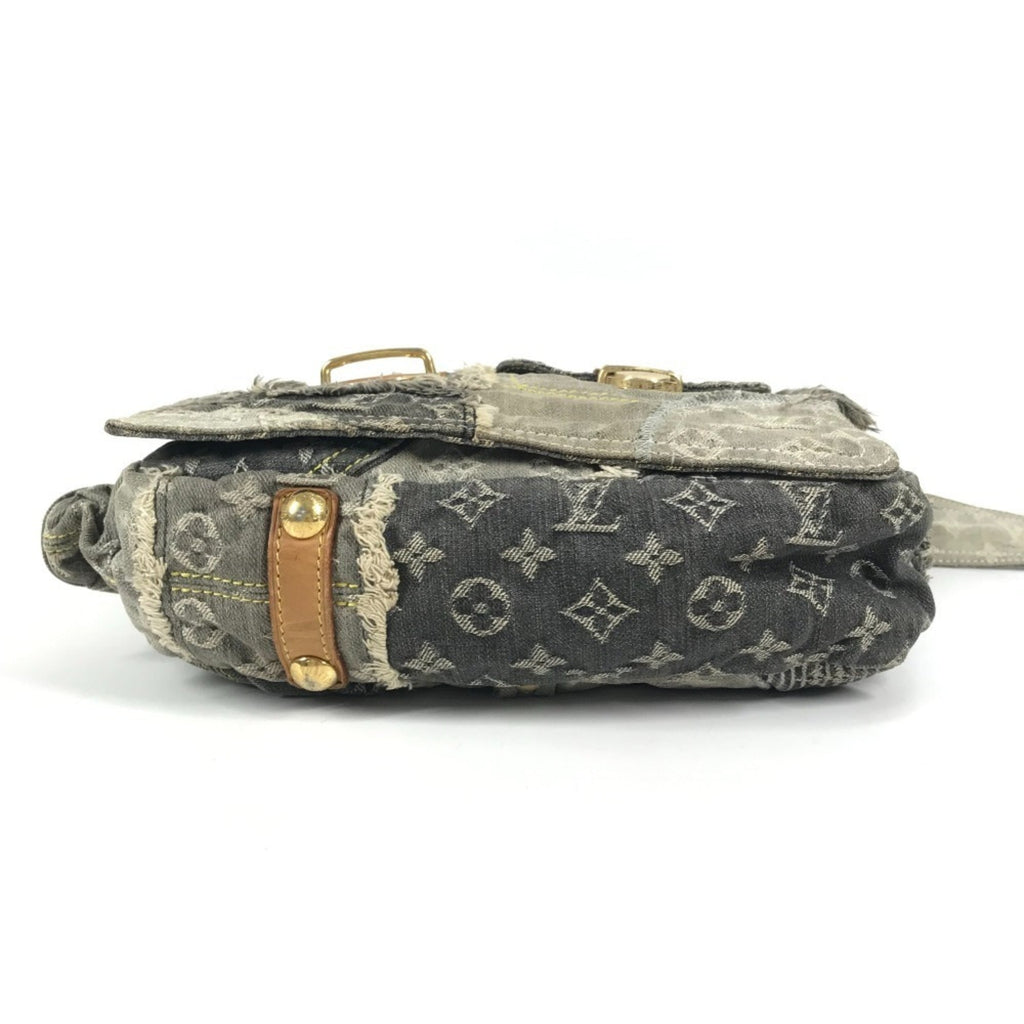 Louis Vuitton Black Gray Monogram Denim Shoulder Bag