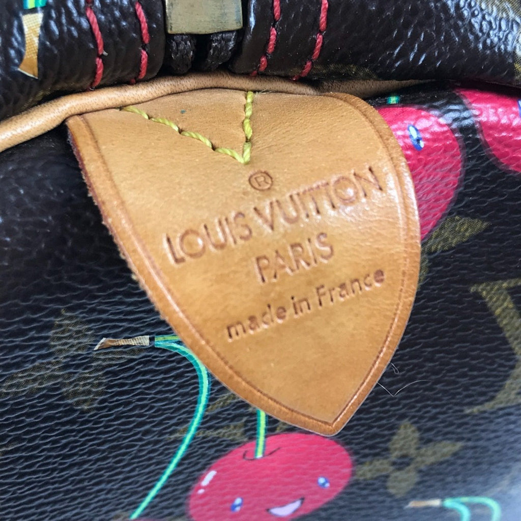 Louis Vuitton Brown Red Color Monogram Cherry Blossom Canvas Boston Bag