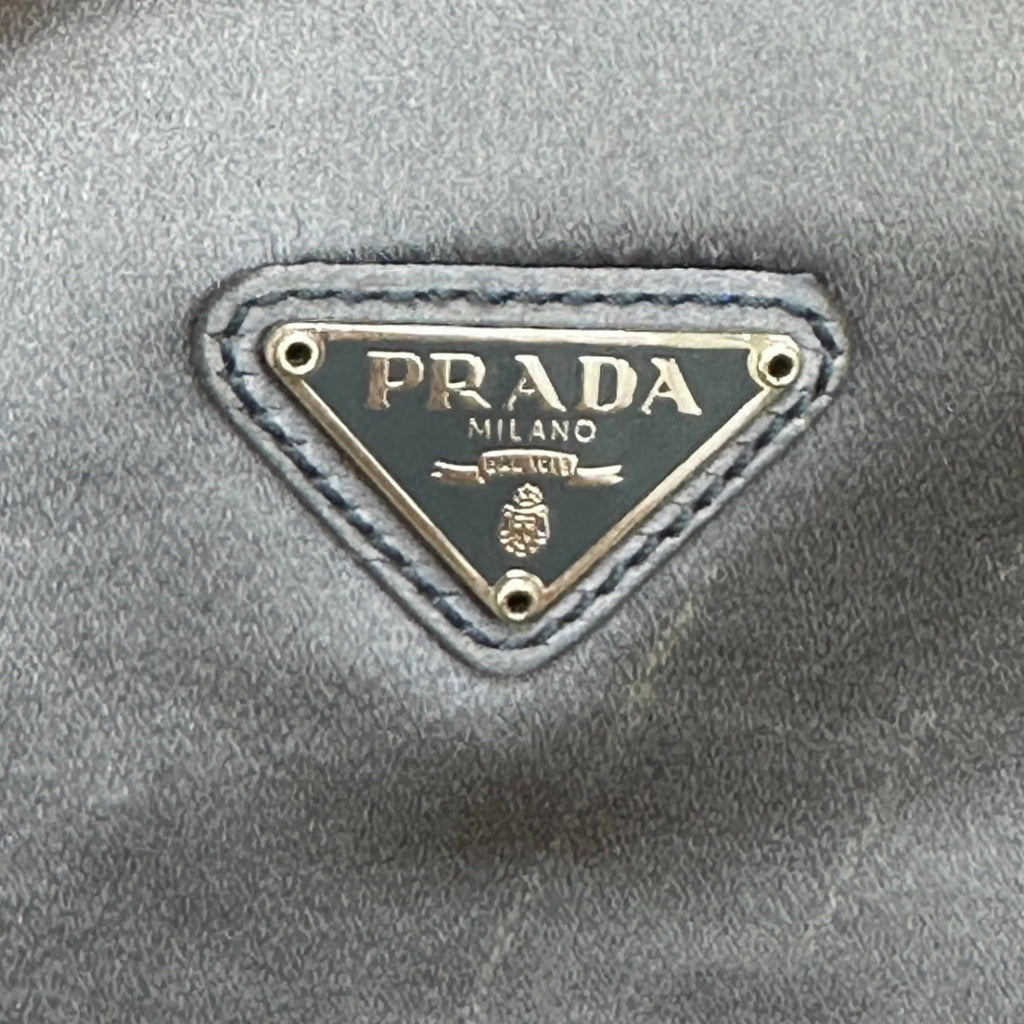Prada Gray Satin Pochette Shoulder Bag