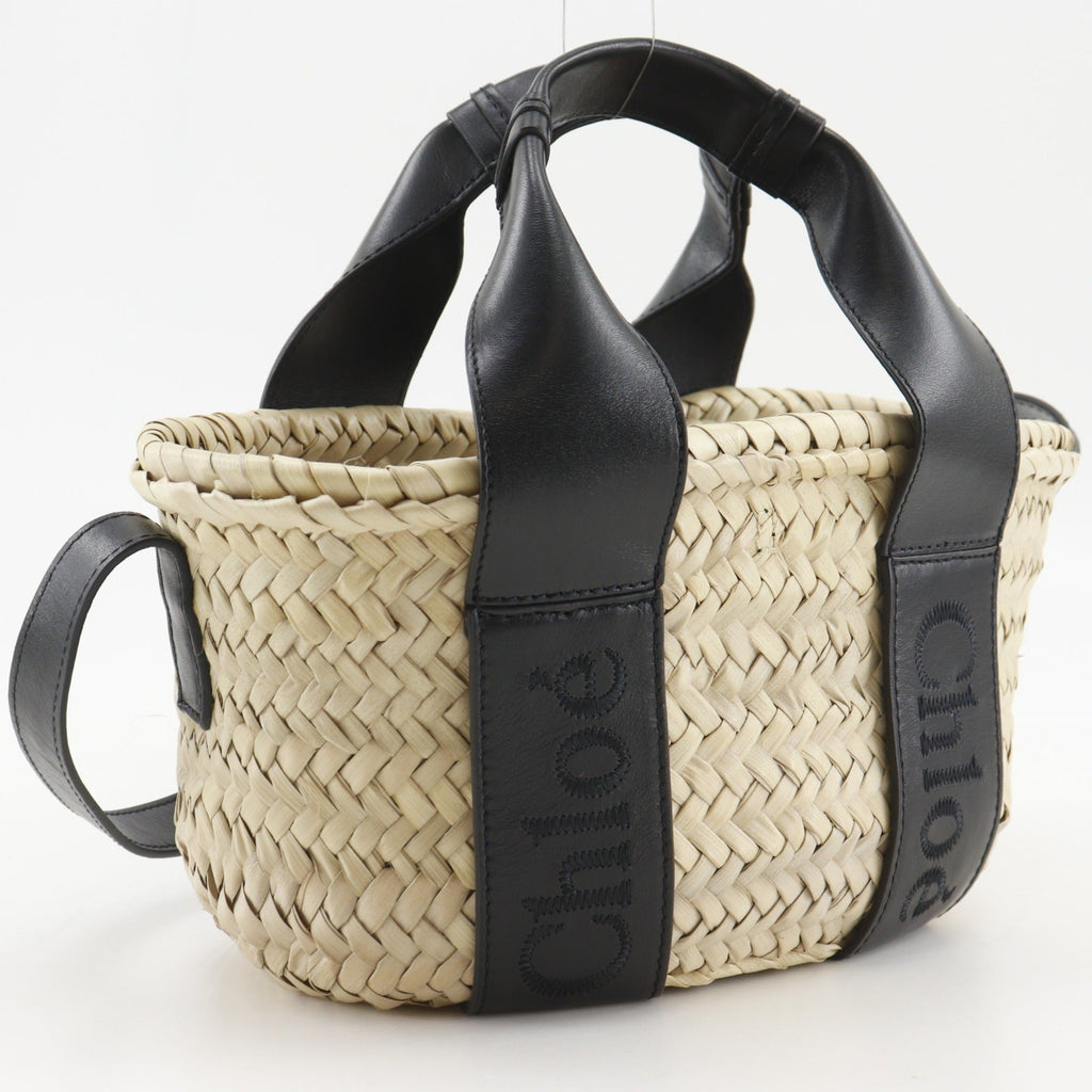 Chloé Beige Raffia Leather Basket Handbag (Pre-Owned)