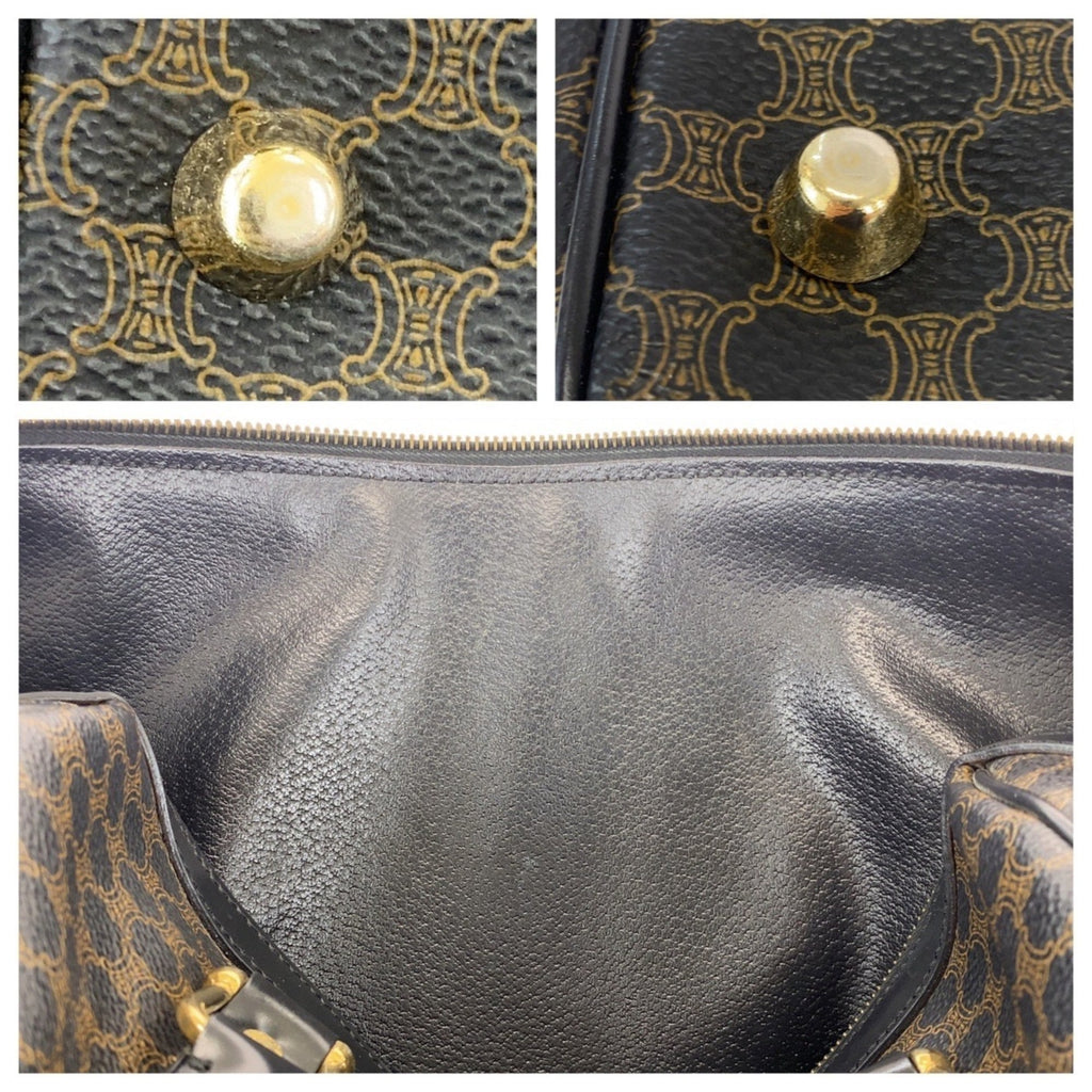 Celine Black Brown Pvc Boston Bag Handbag