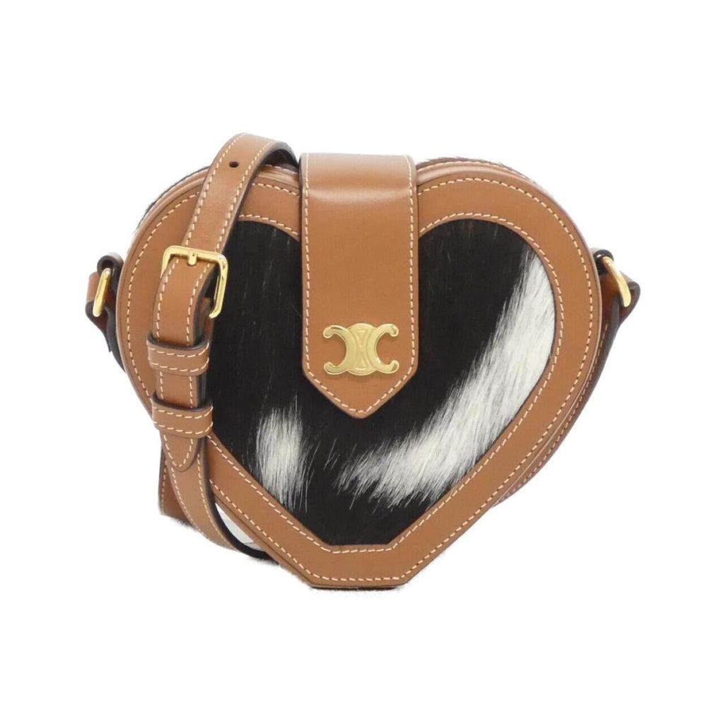 Celine Black Brown White Leather Shoulder Bag