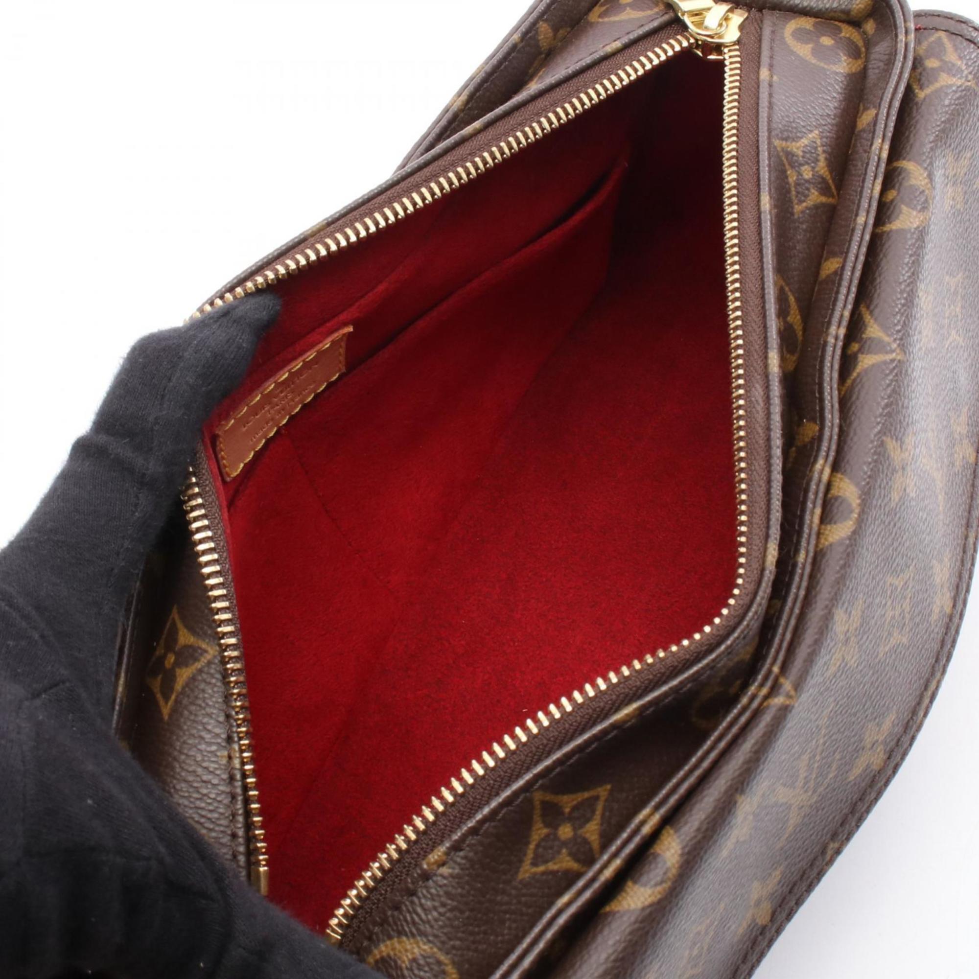 Louis Vuitton Brown Coated Canvas Leather Shoulder Bag