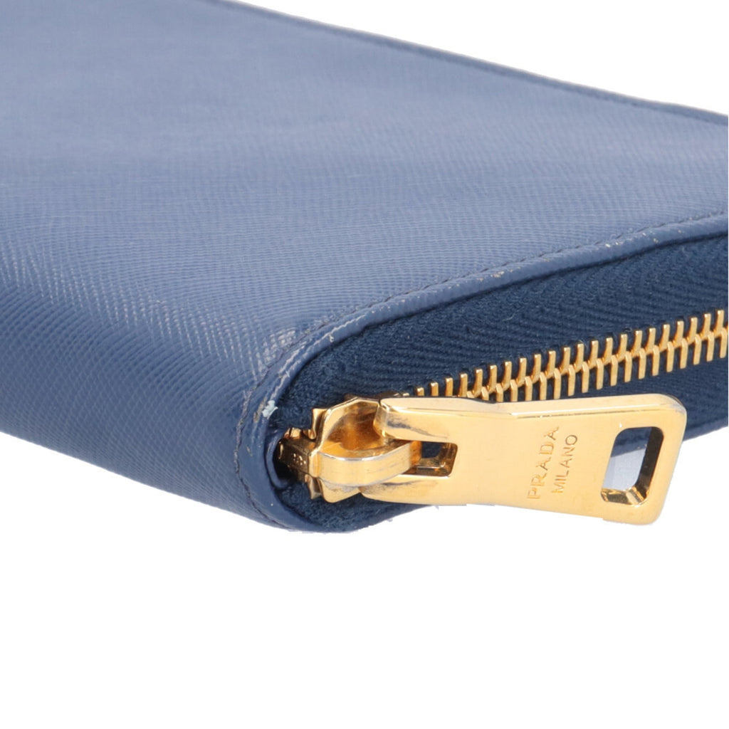 Prada Blue Leather Long Wallet (Bi-Fold)