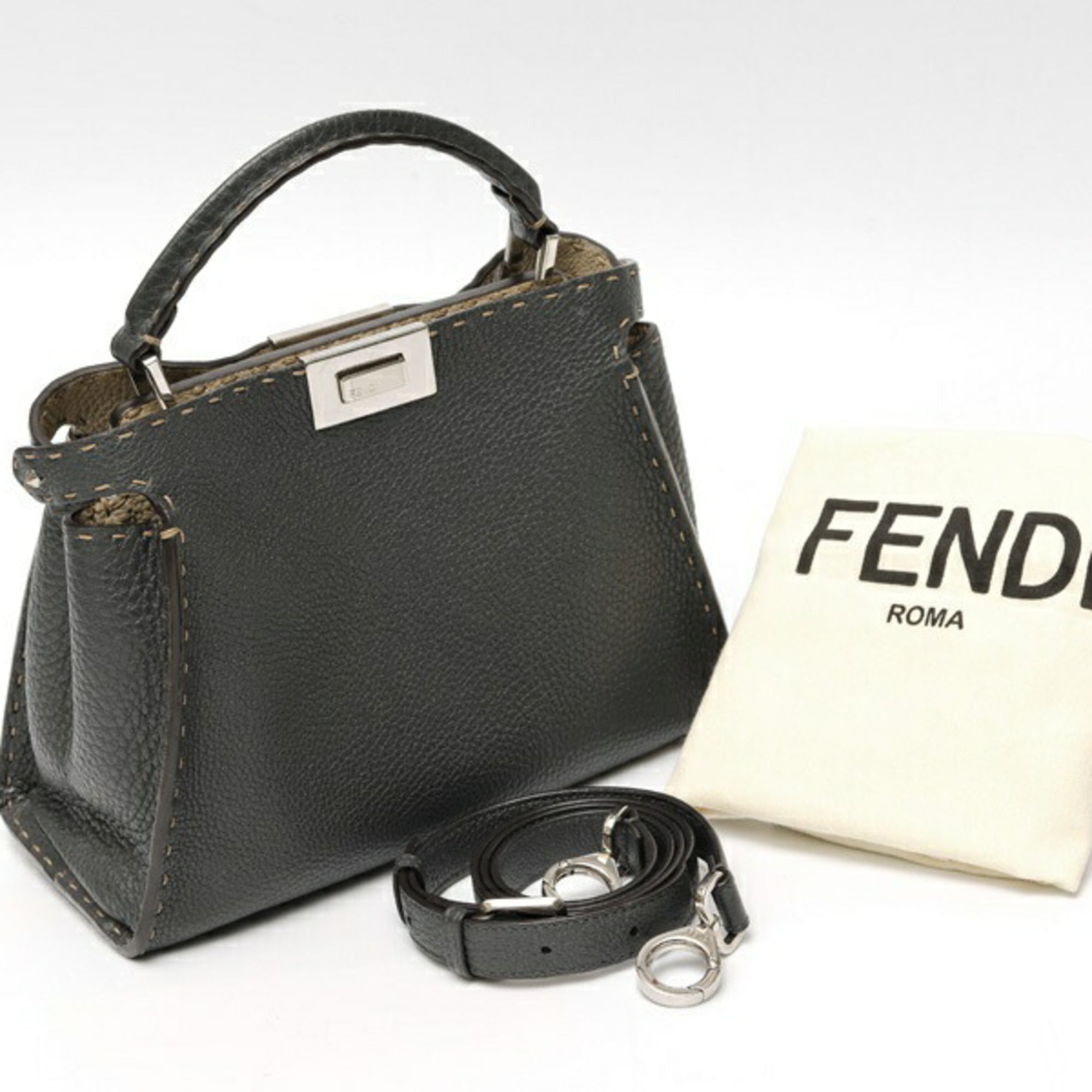 Fendi Gray Leather Handbag
