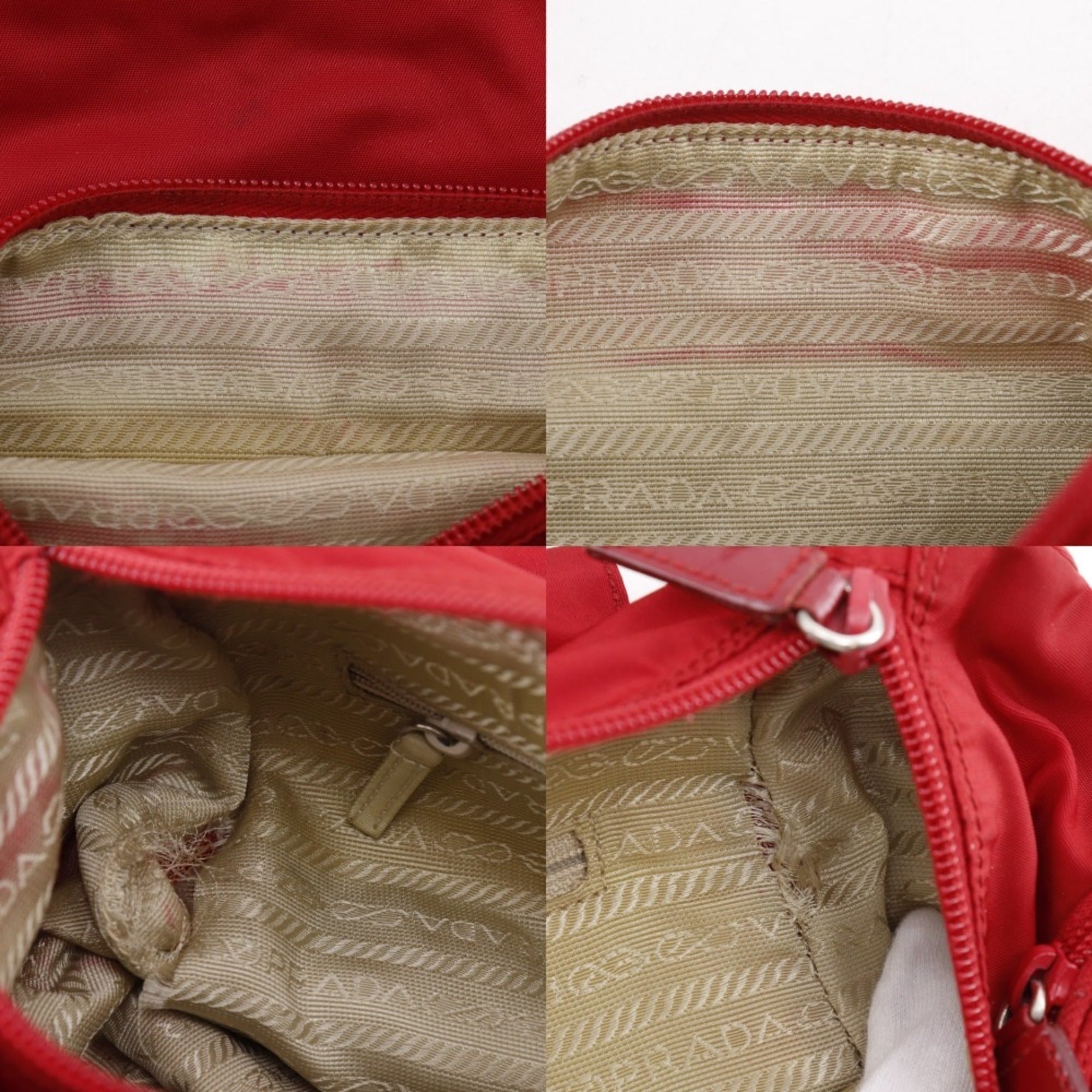 Prada Red Color Nylon Shoulder Bag