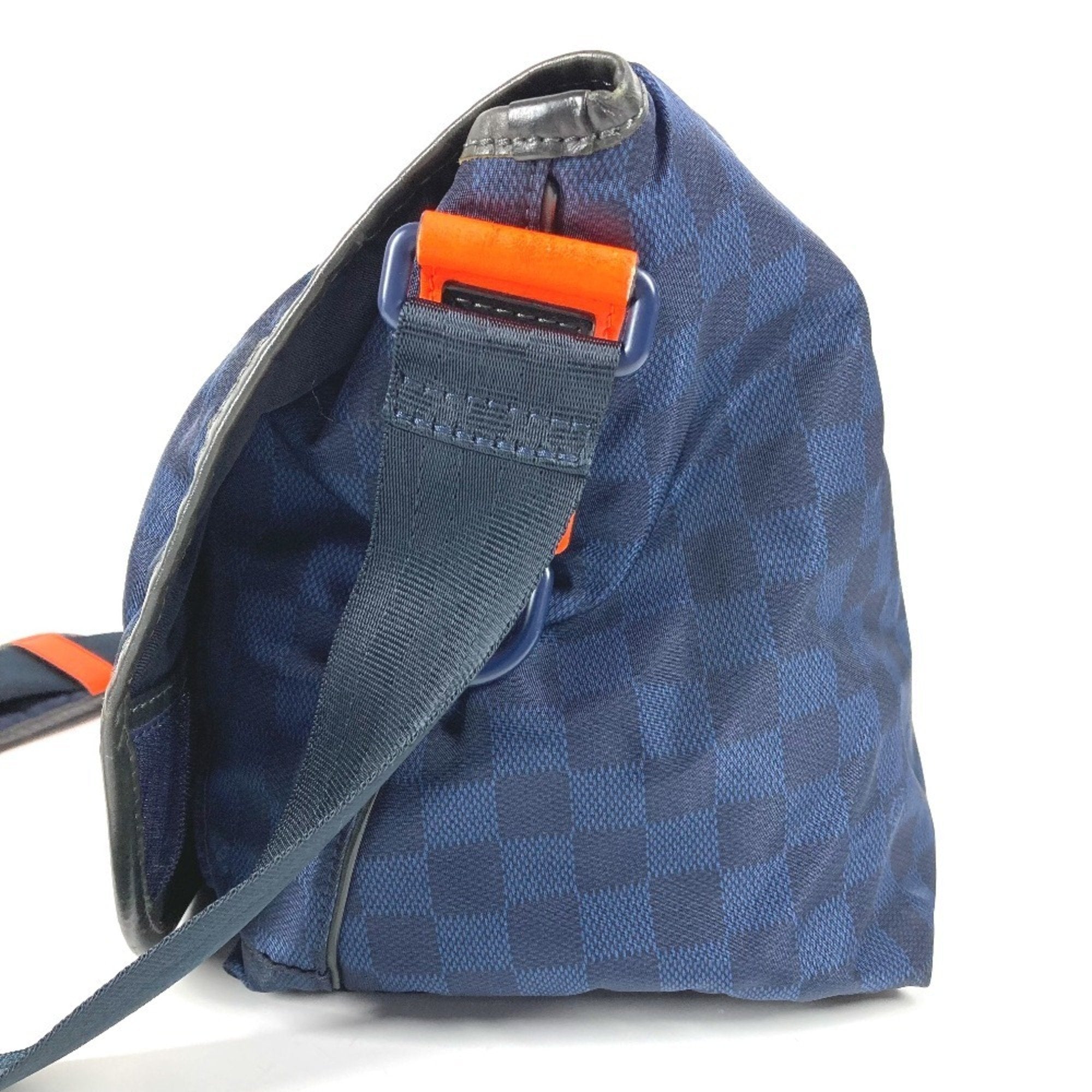 Louis Vuitton Navy Orange Leather Nylon Messenger Bag Shoulder Bag