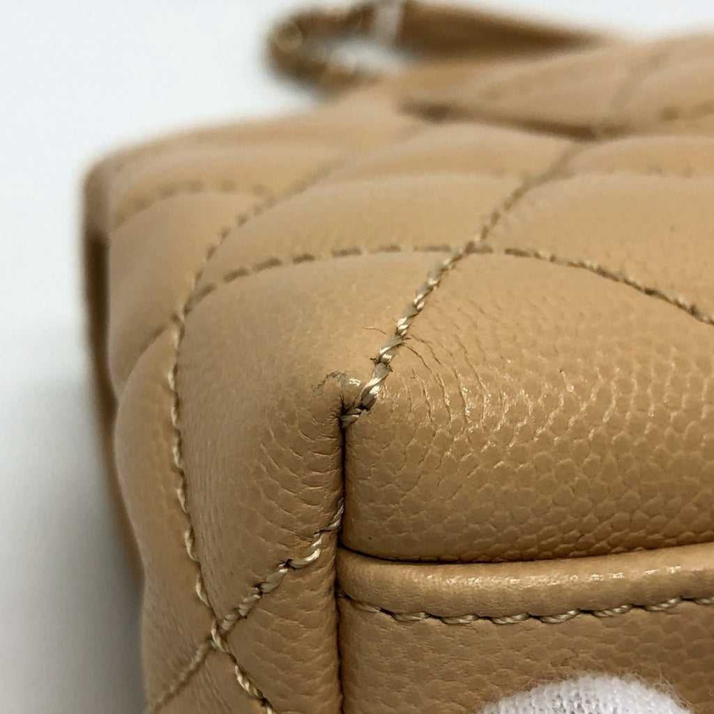 Chanel Beige Grained Calfskin Handbag Shoulder Bag