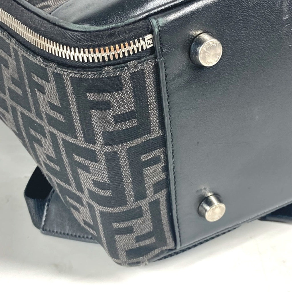 Fendi Black Gray Canvas Leather Backpack