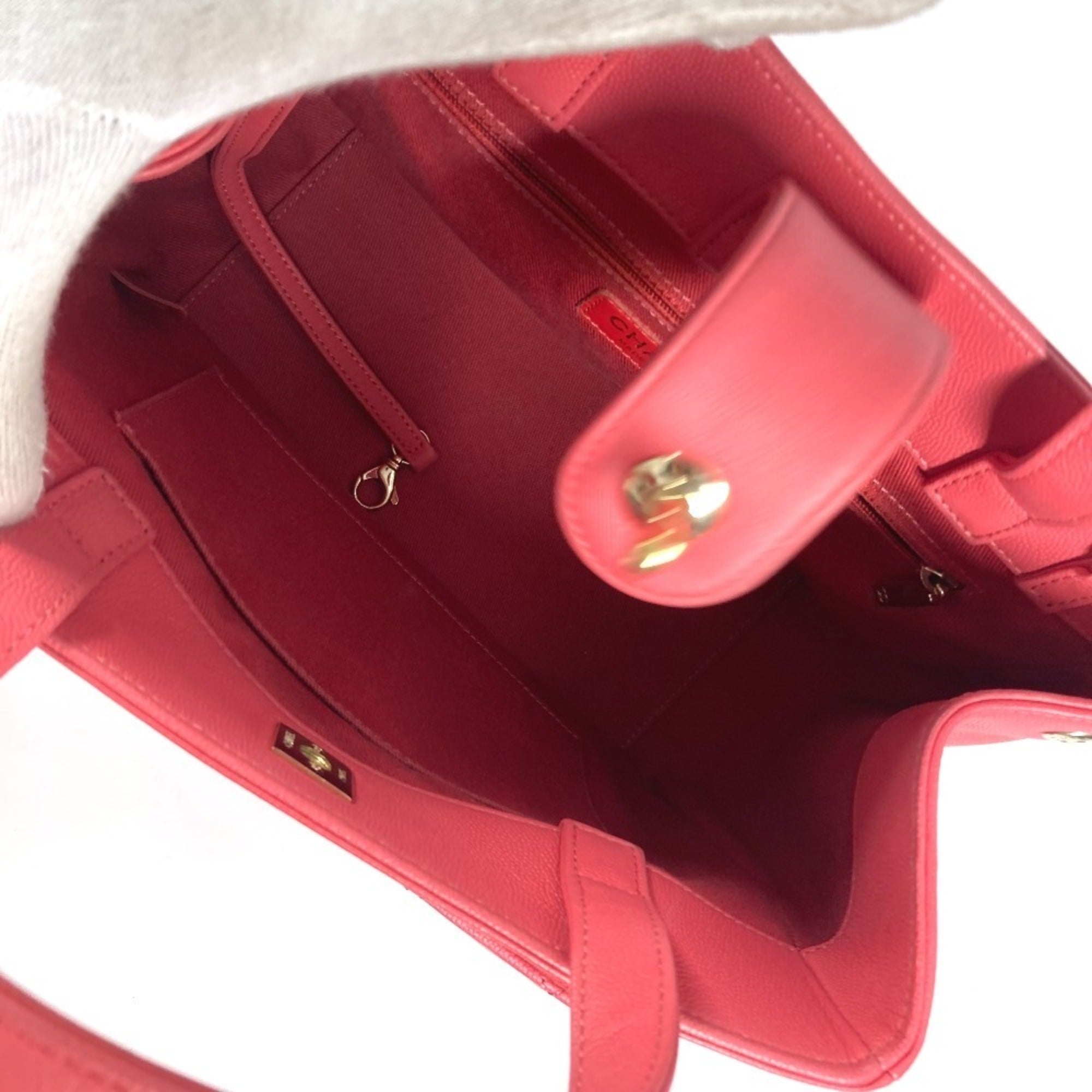 Chanel Pink Grained Calfskin Shoulder Bag Tote Bag
