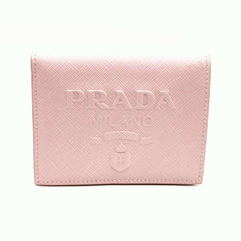 Prada Saffiano Pink Embossed Wallet (Bi-Fold)