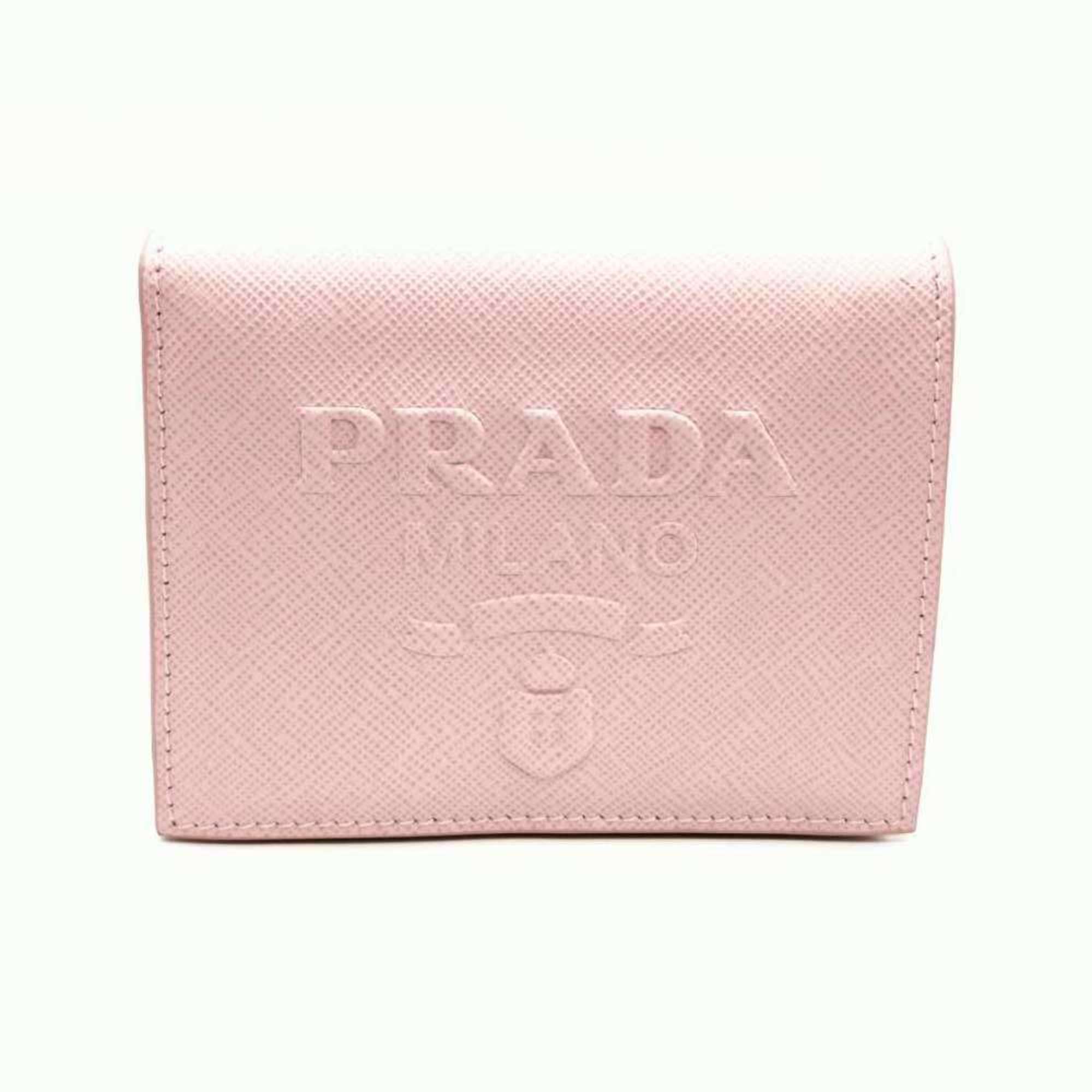 Prada Saffiano Pink Embossed Wallet (Bi-Fold)