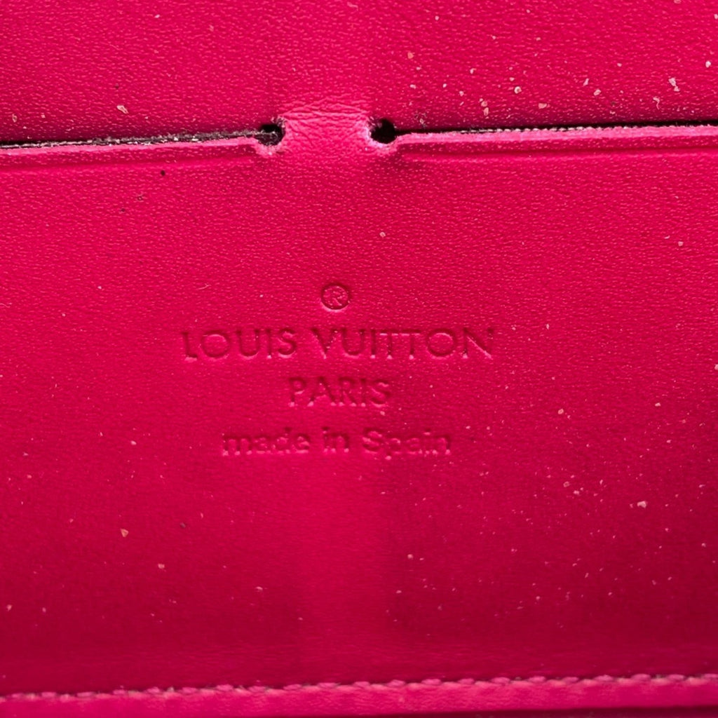 Louis Vuitton Pink Red Color Vernis Leather Long Wallet