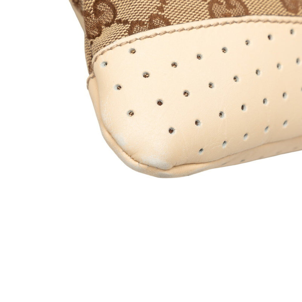 Gucci Gg Canvas Beige Ivory Canvas Leather Shoulder Bag (Pre-Owned)