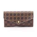 Louis Vuitton Brown Damier Canvas Pink Coated Canvas Long Wallet