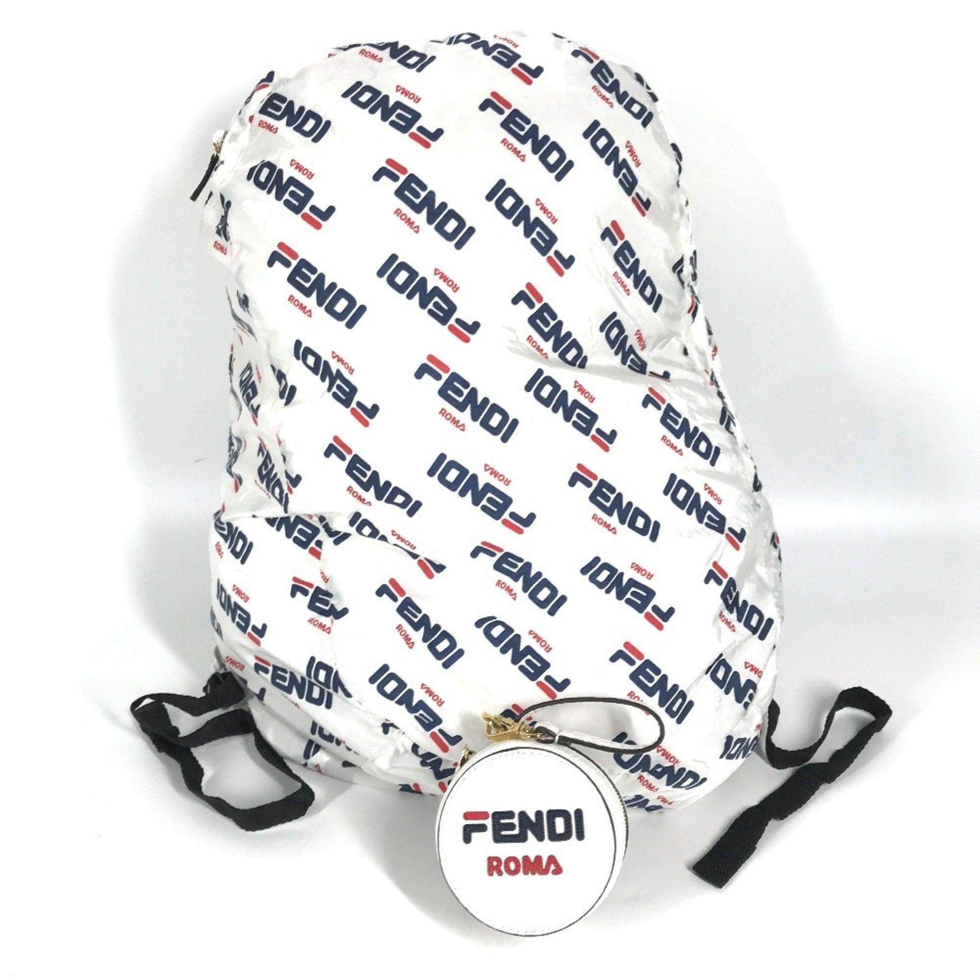 Fendi Navy Red Color White Nylon Backpack