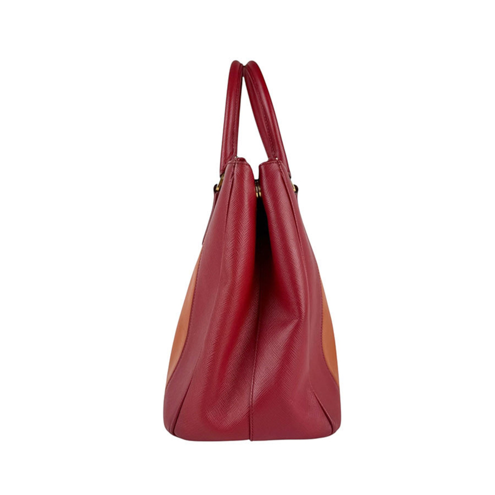 Prada Orange Red Color Leather Handbag Shoulder Bag