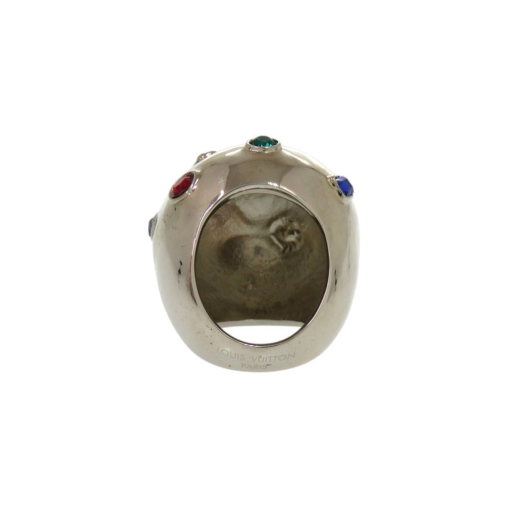 Louis Vuitton Silver Multi-Color Metal Rhinestone Band Ring