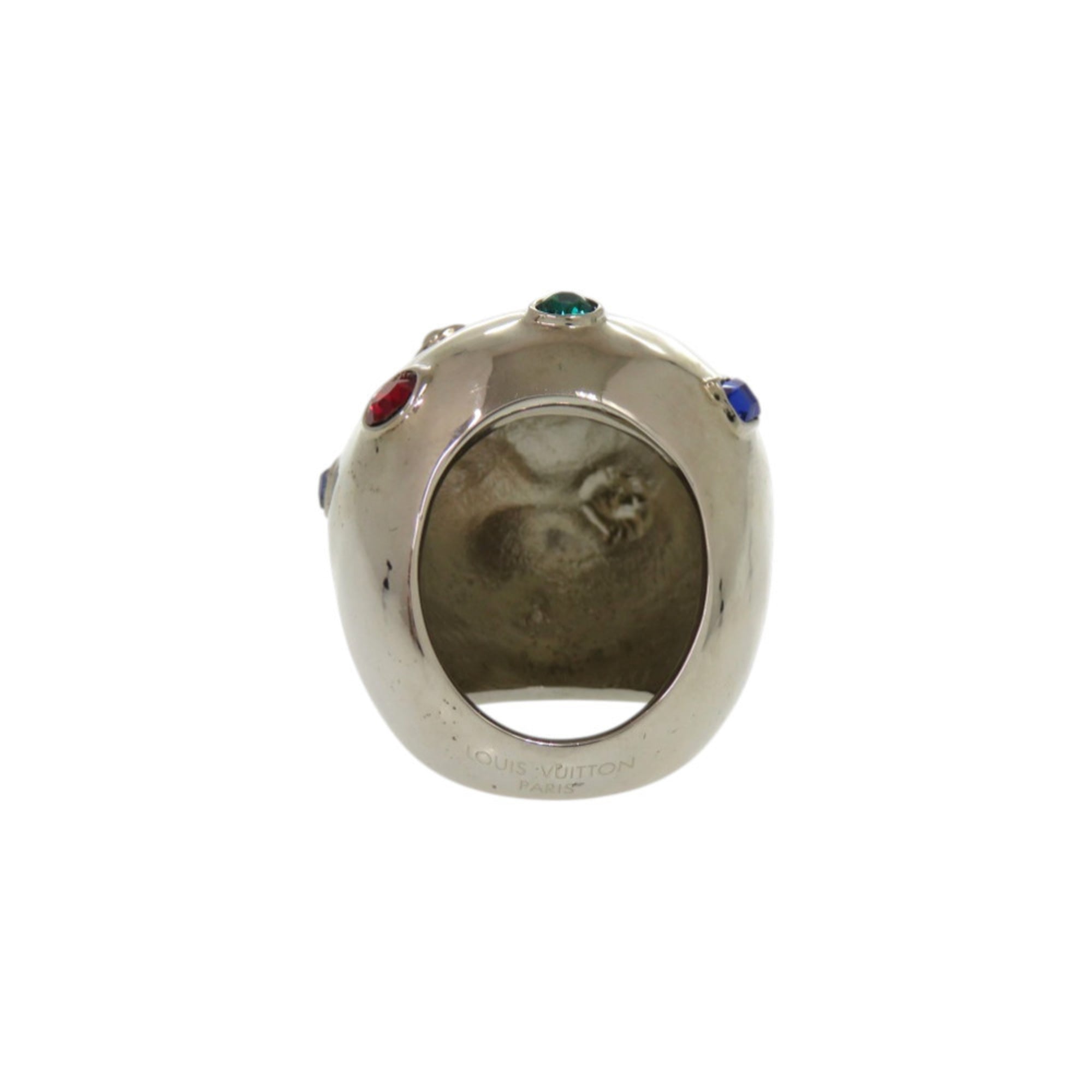 Louis Vuitton Silver Multi-Color Metal Rhinestone Band Ring