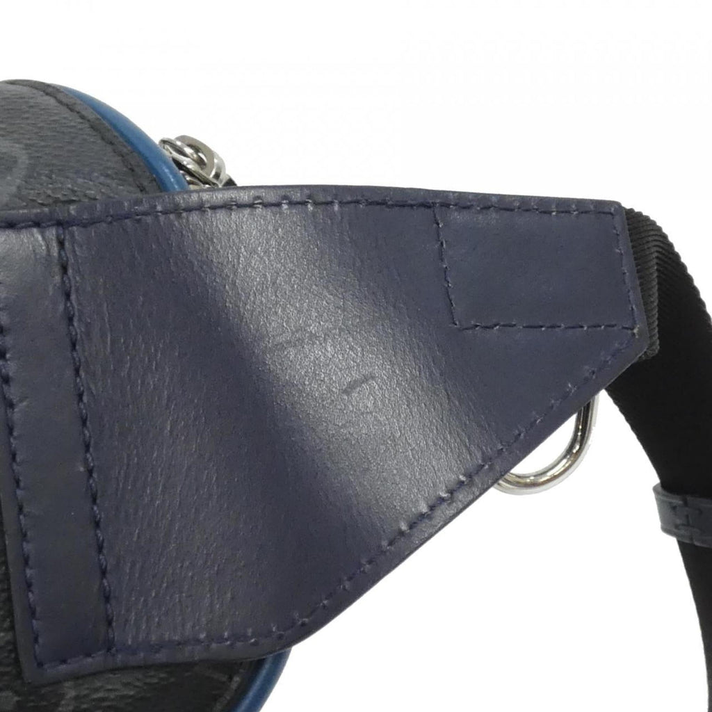 Louis Vuitton Black Blue Leather Coated Canvas Shoulder Bag