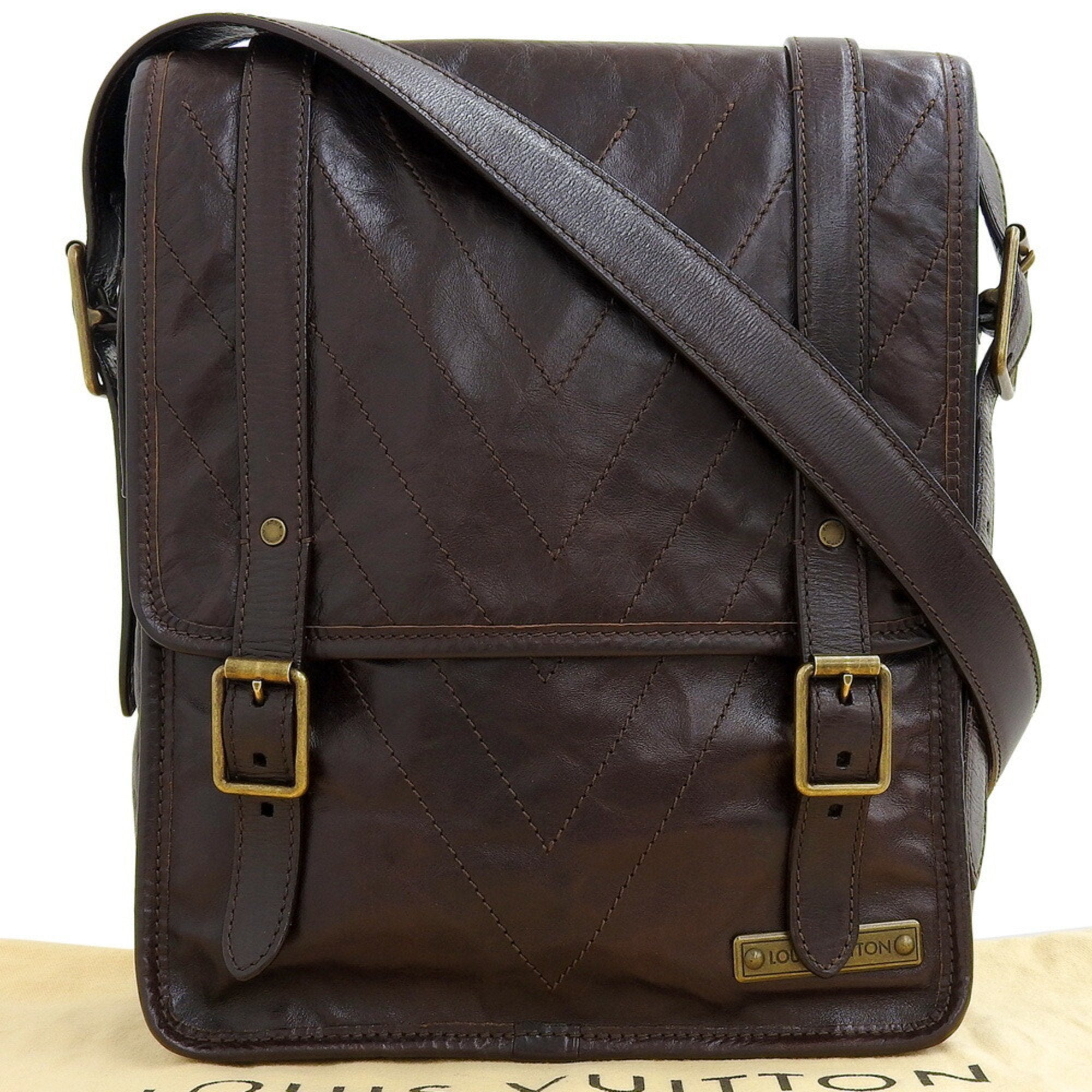 Louis Vuitton Brown Leather Shoulder Bag