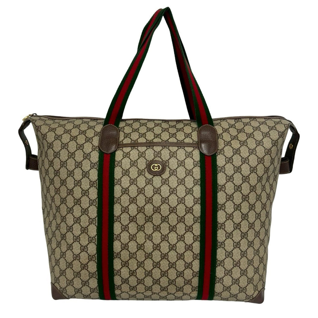 Gucci Brown Green Red Color Pvc Leather Boston Bag Tote Bag (Pre-Owned)