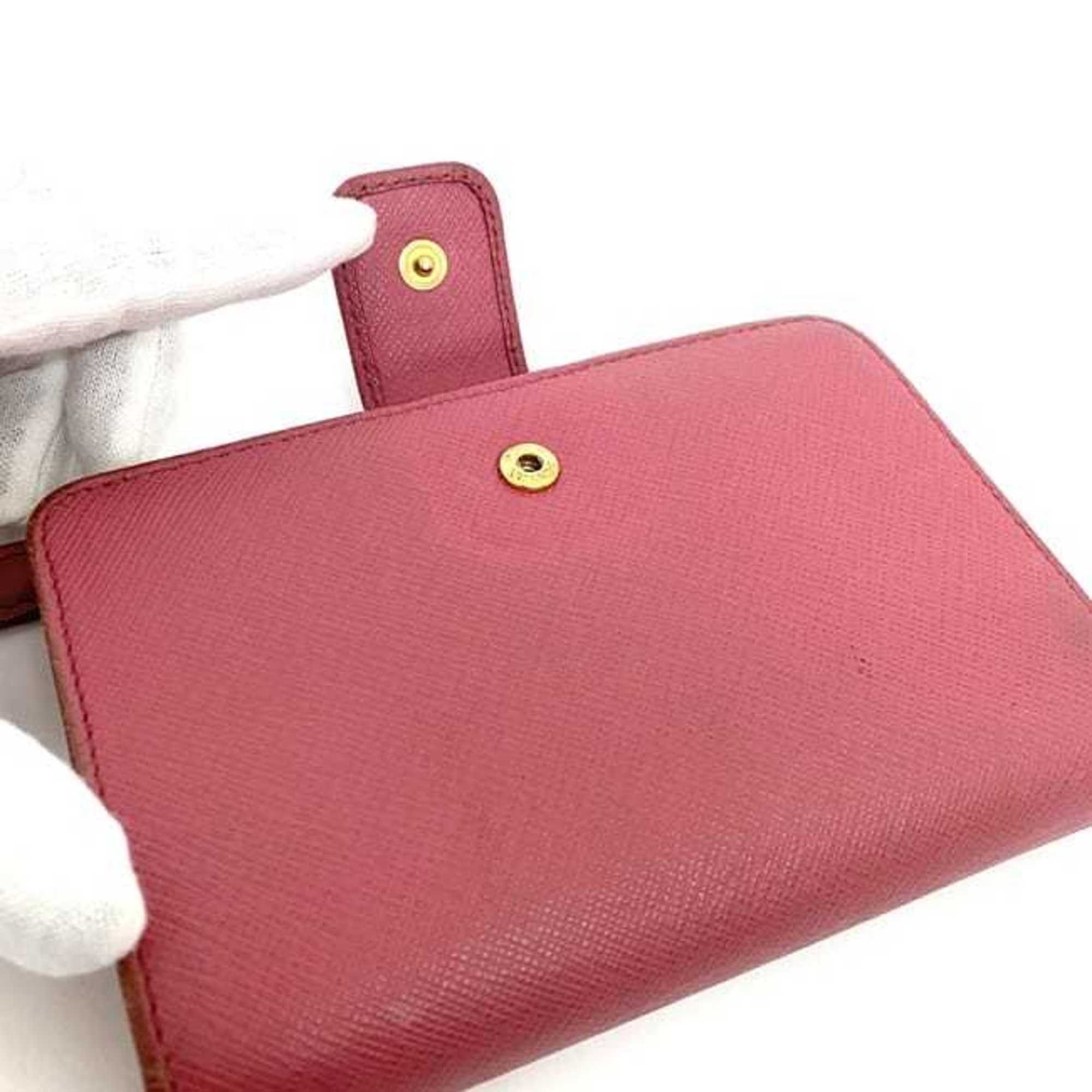 Prada Pink Saffiano Metal Wallet (Bi-Fold)
