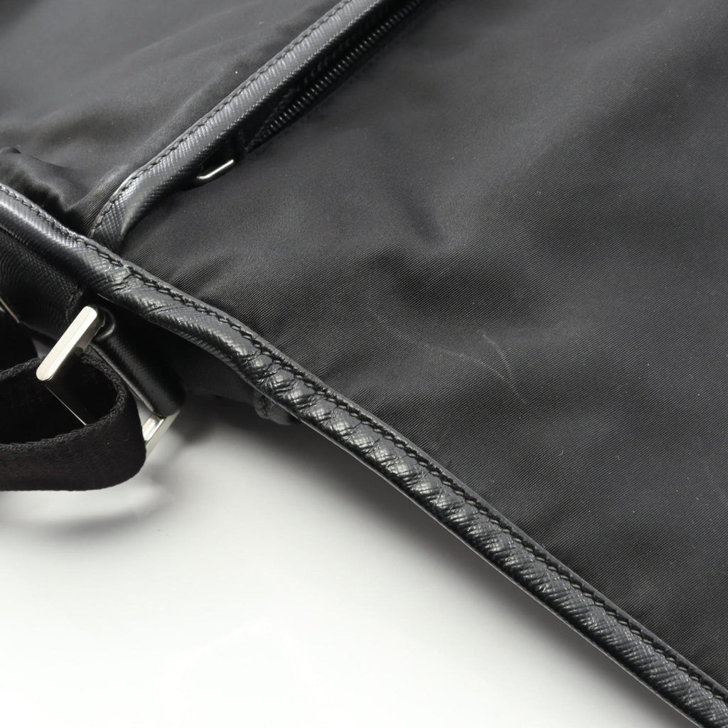 Prada Black Nylon Saffiano Triangle Shoulder Bag