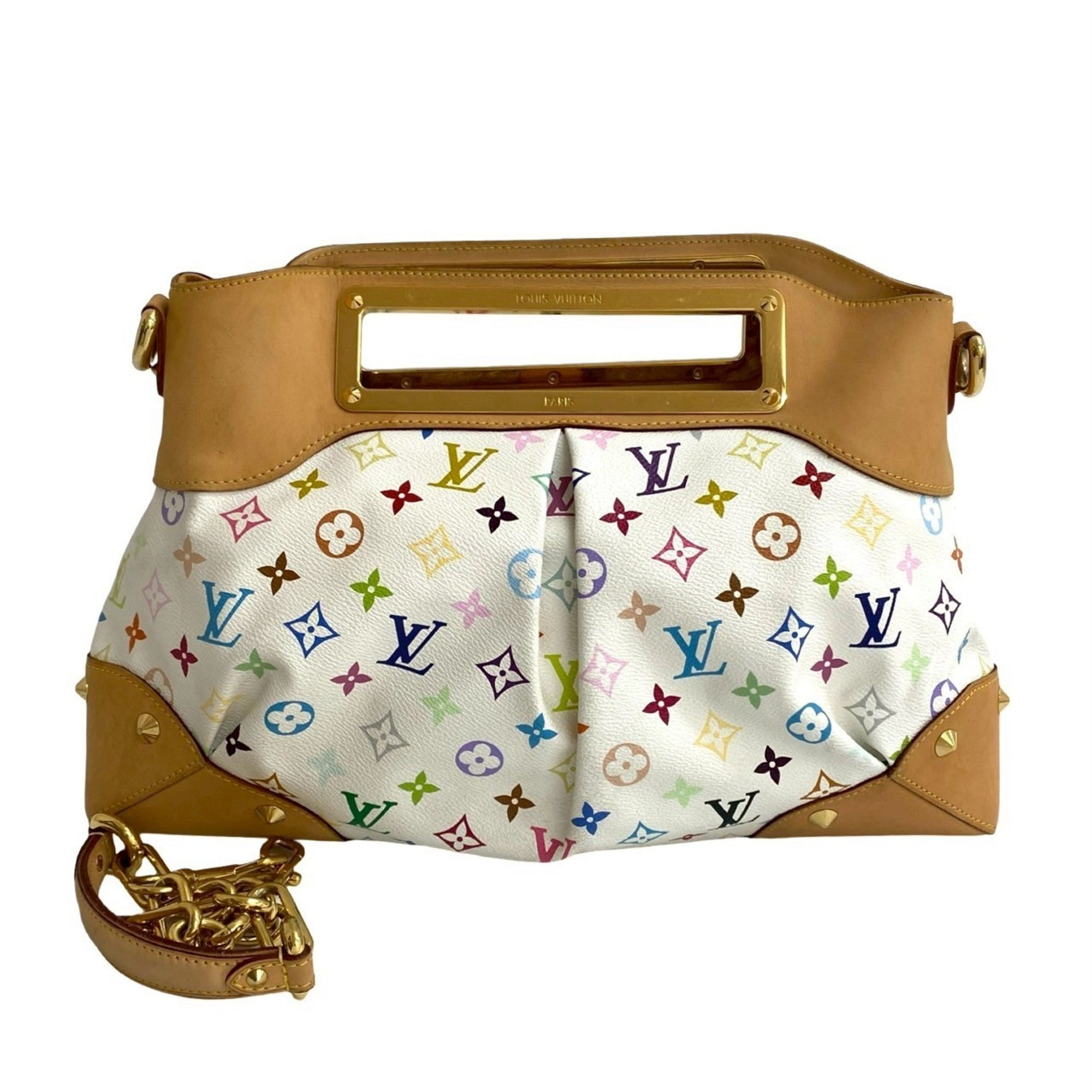 Louis Vuitton Brown Multi-Color White Leather Pvc Handbag Shoulder Bag