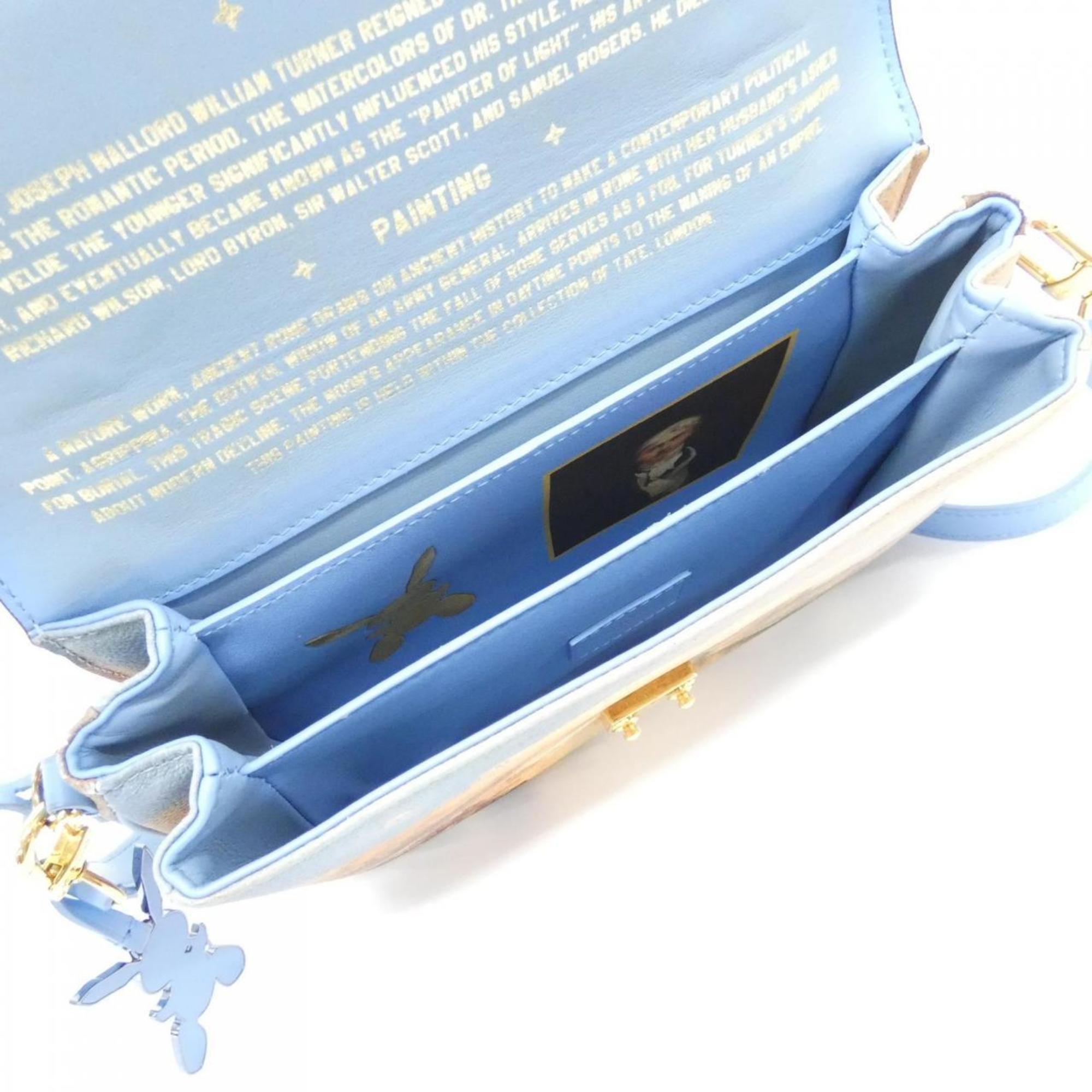 Louis Vuitton Multi-Color Sky Blue Coated Canvas Handbag Pochette
