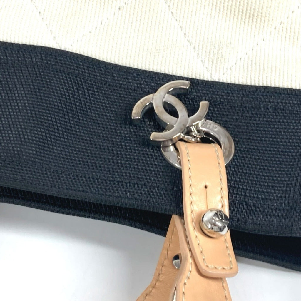 Chanel Black White Canvas Shoulder Bag Tote Bag