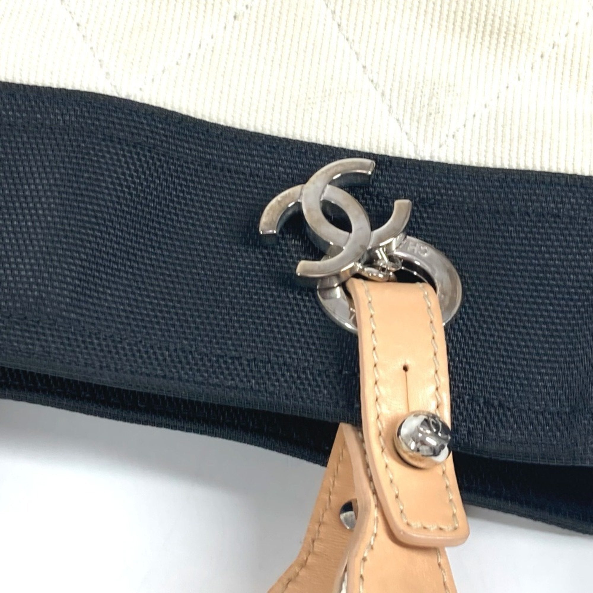 Chanel Black White Canvas Shoulder Bag Tote Bag