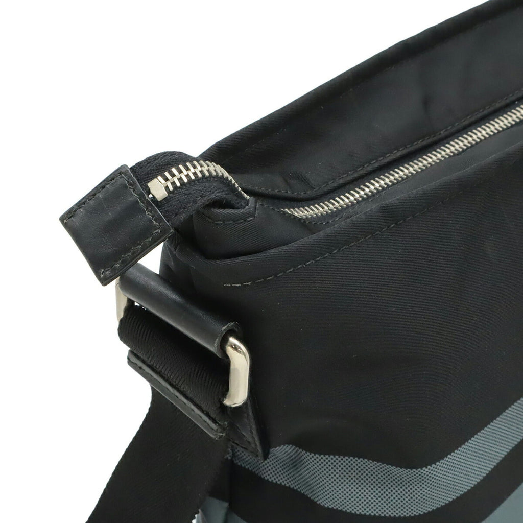 Gucci Black Gray Nylon Leather Shoulder Bag (Pre-Owned)
