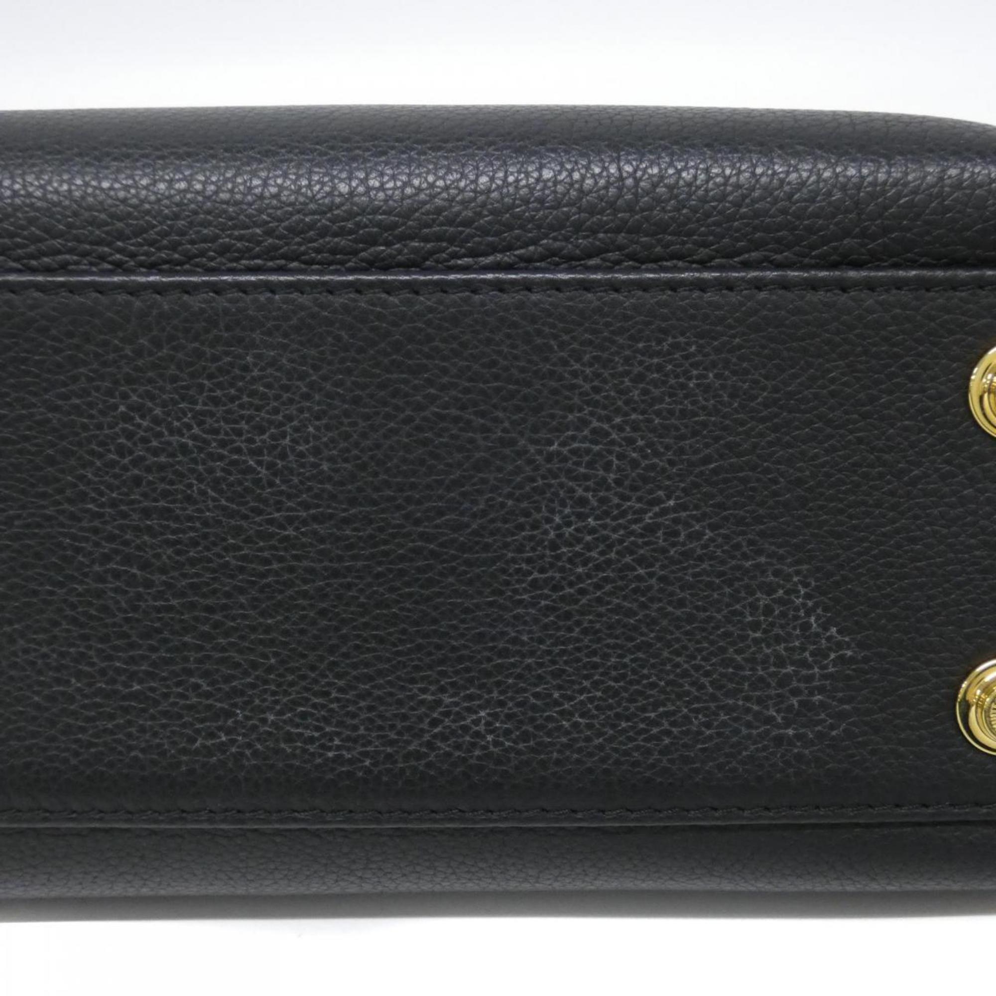 Louis Vuitton Black Leather Coated Canvas Handbag