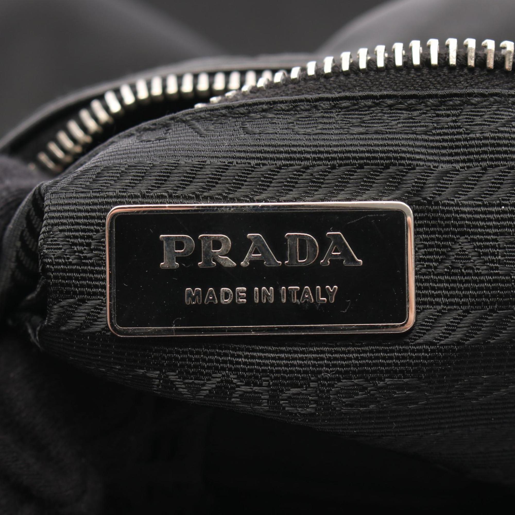 Prada Black Nylon Leather Shoulder Bag