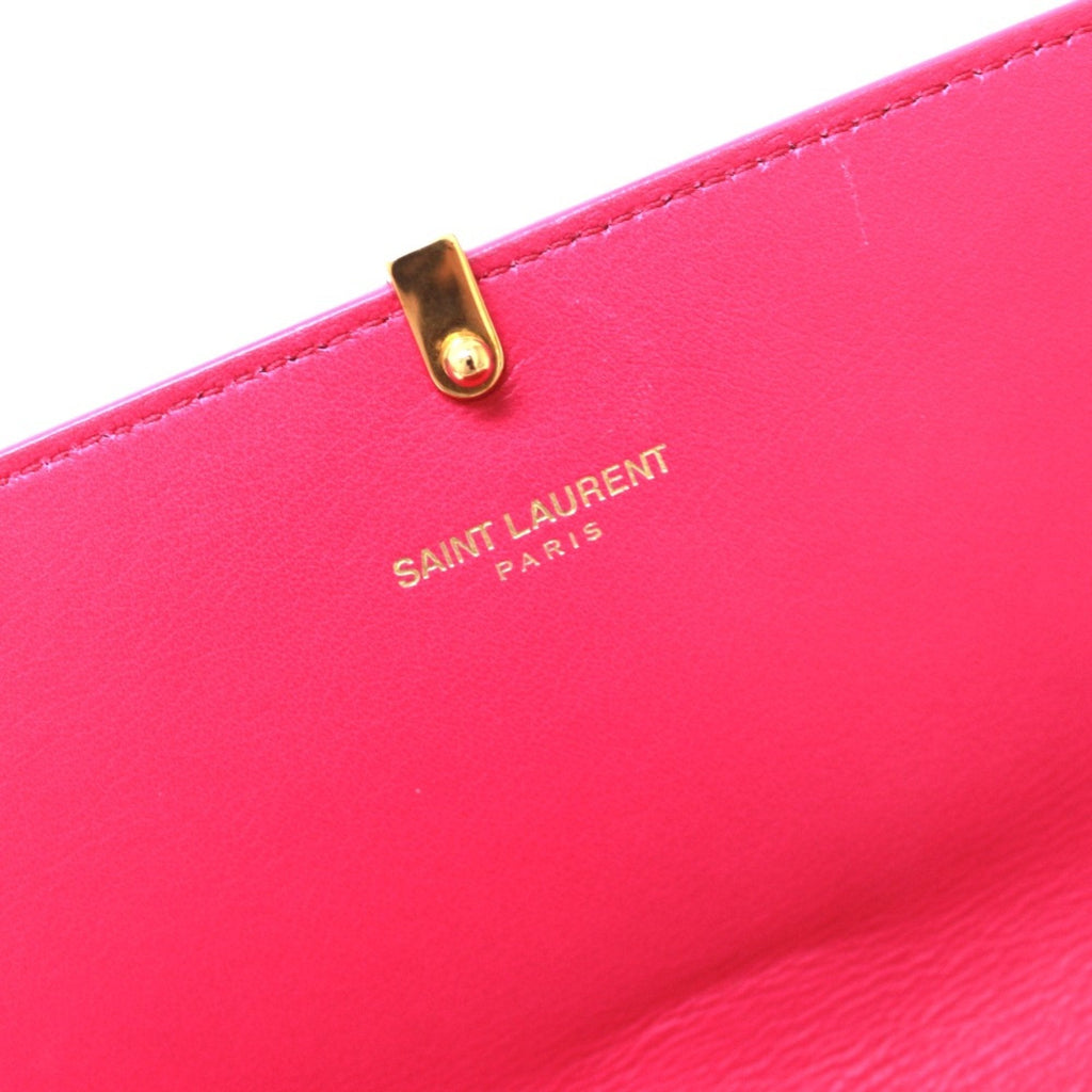 Saint Laurent Pink Leather Long Wallet (Bi-Fold) (Pre-Owned)