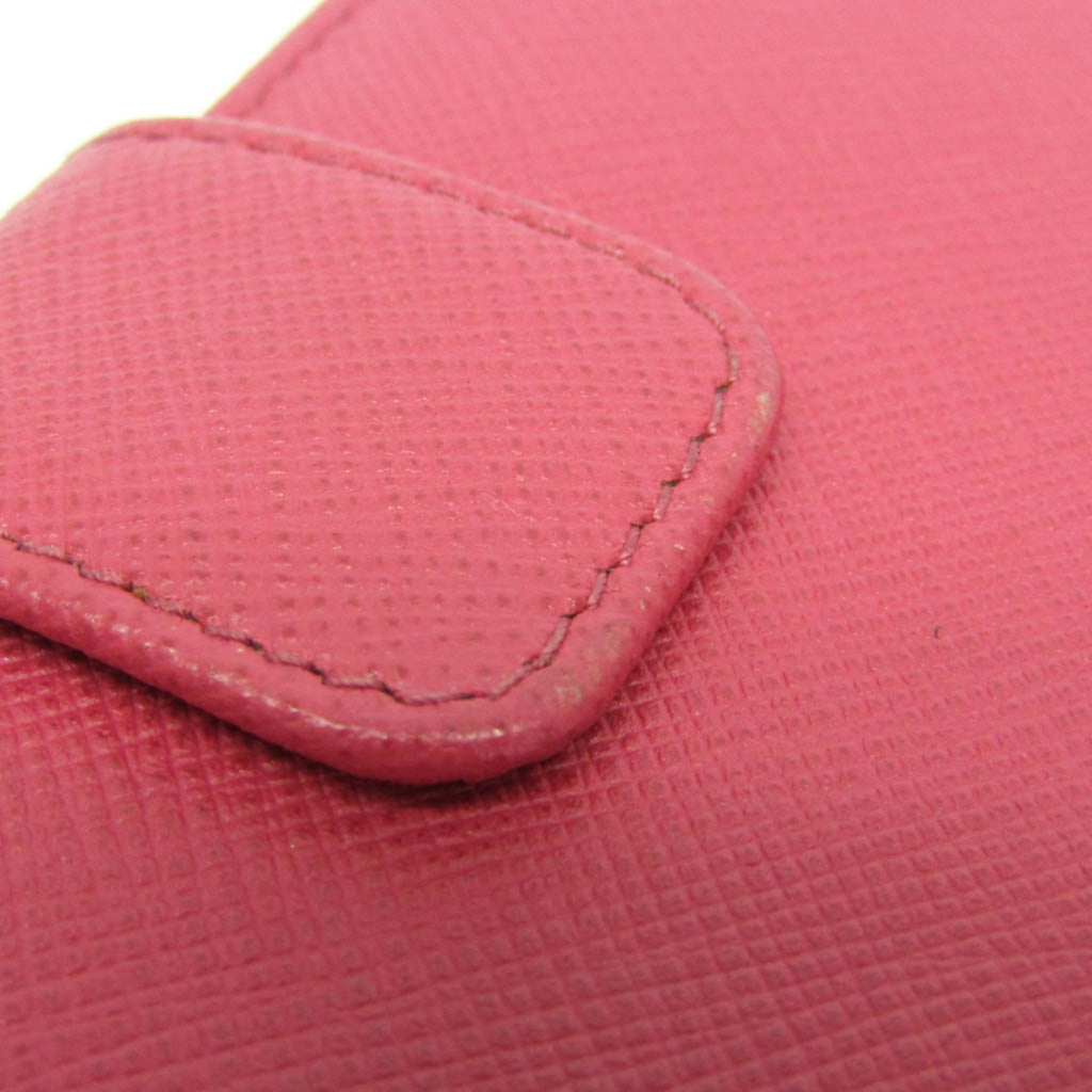 Prada Tab Bifold Wallet Saffiano Leather Pink Leather Wallets Accessory