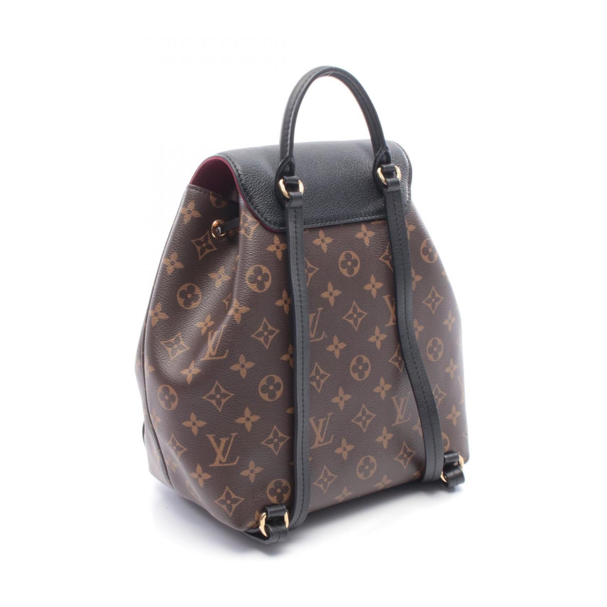 Louis Vuitton Black Brown Coated Canvas Monogram Leather Backpack Handbag