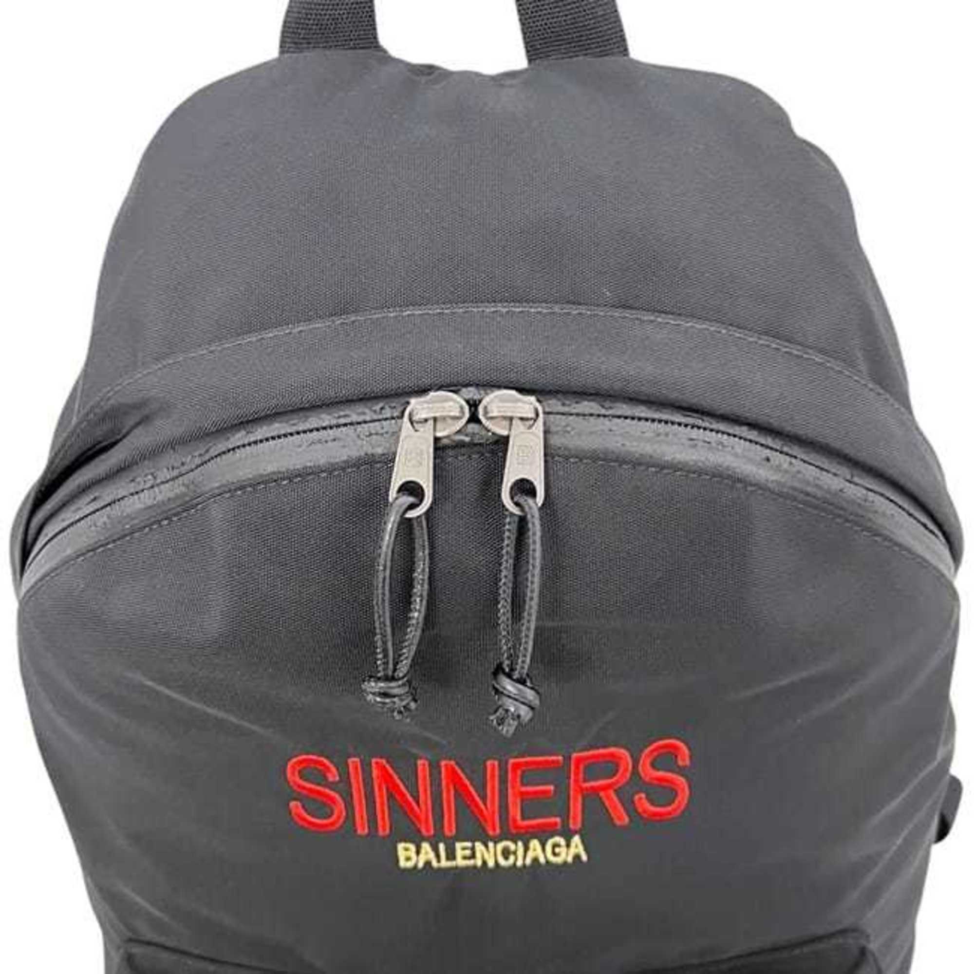 Balenciaga Black Canvas Leather Backpack